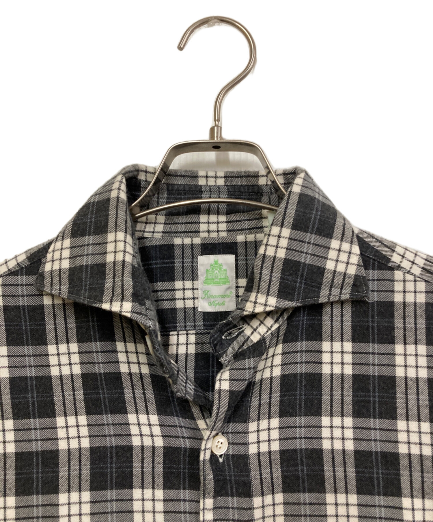 中古・古着通販】Finamore (フィナモレ) チェックシャツ グレー サイズ
