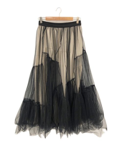 中古・古着通販】MURRAL (ミューラル) Leaf vein tulle skirt ブラック  