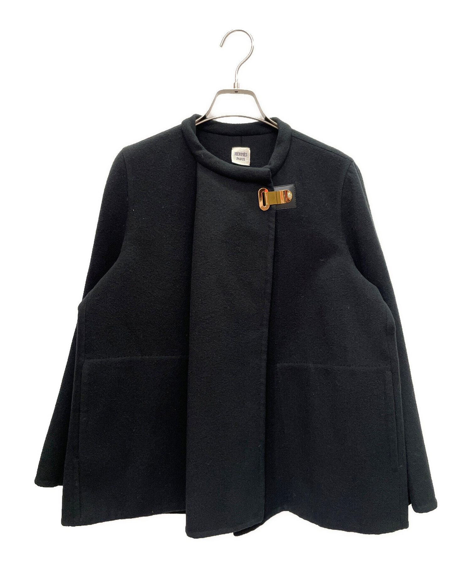 HERMES　カシミヤ　ショートコート 中古・古着通販】HERMES (エルメス) カシミヤノーカラーショートコート
