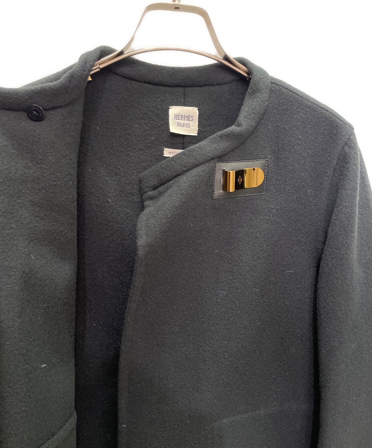 中古・古着通販】HERMES (エルメス) カシミヤノーカラーショートコート