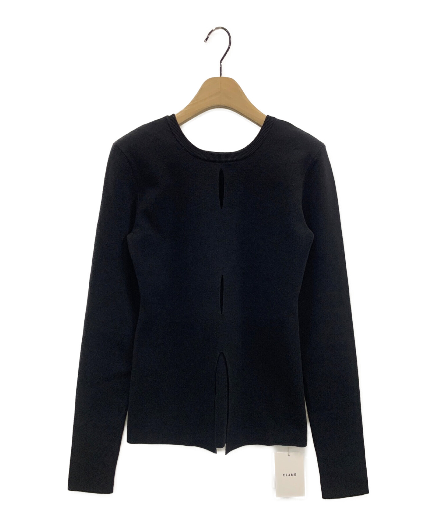 CLANE W FACE BUTTON KNIT TOPS BLACK