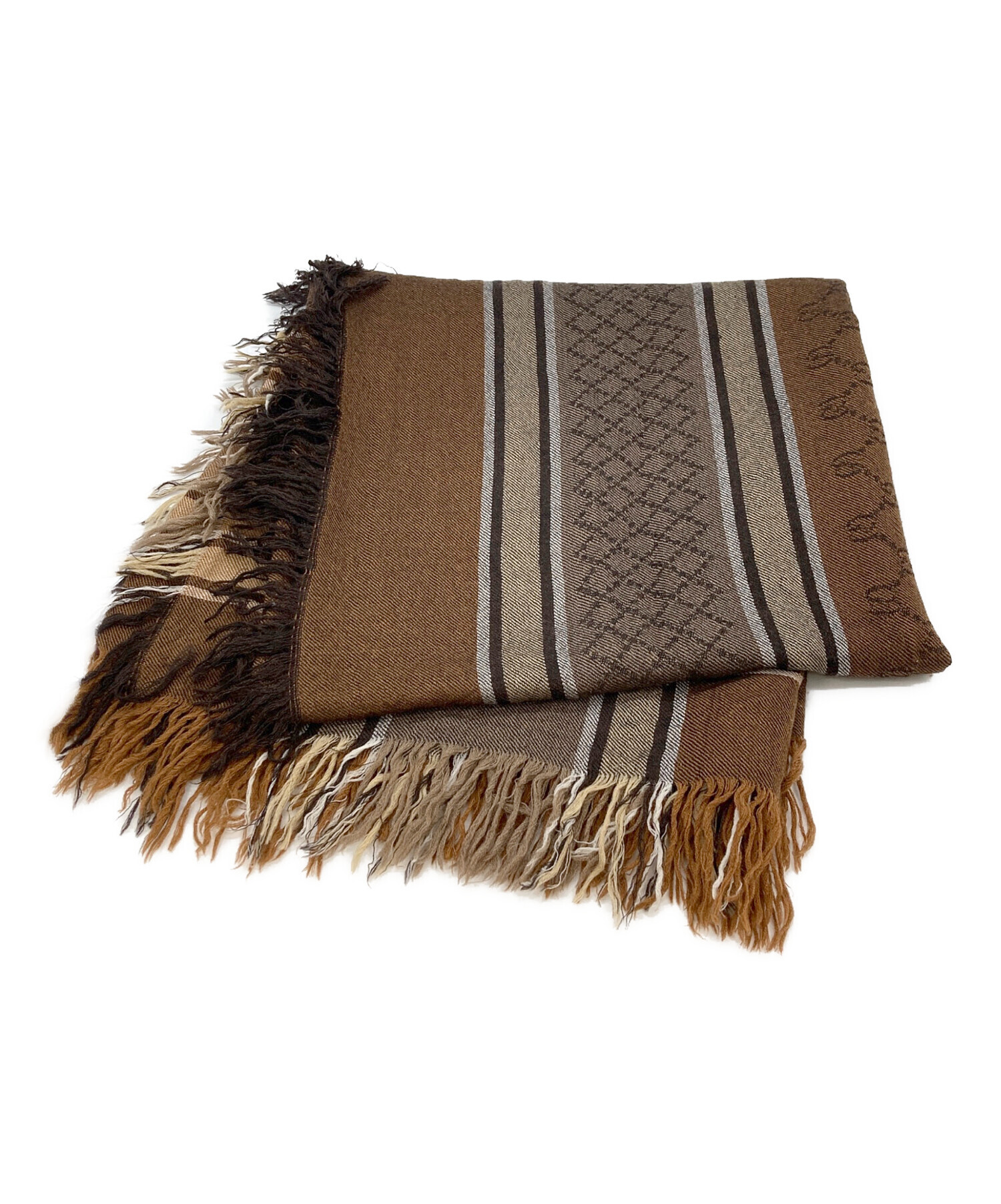 中古・古着通販】GUCCI (グッチ) GG総柄フリンジストール ブラウン