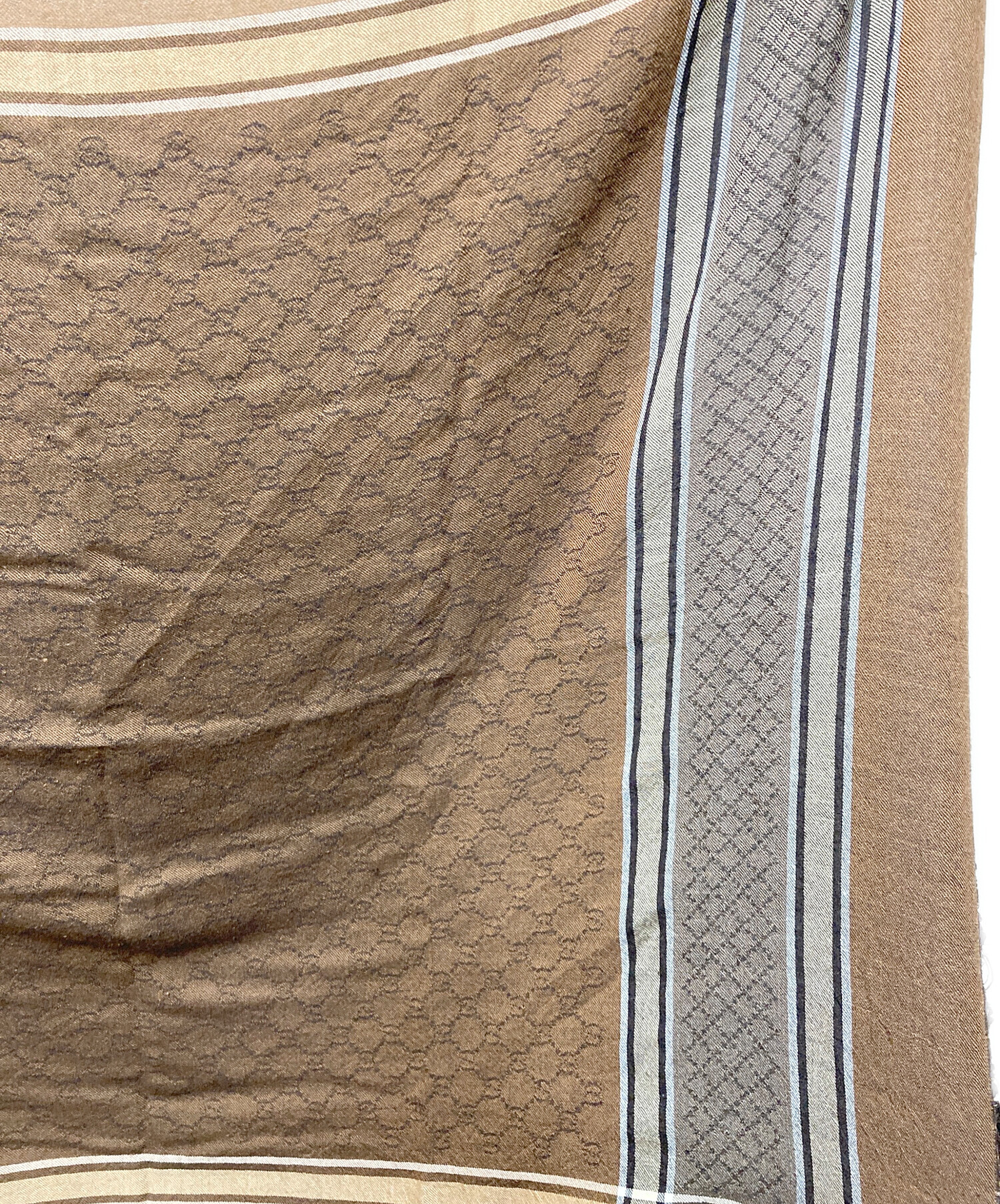 中古・古着通販】GUCCI (グッチ) GG総柄フリンジストール ブラウン