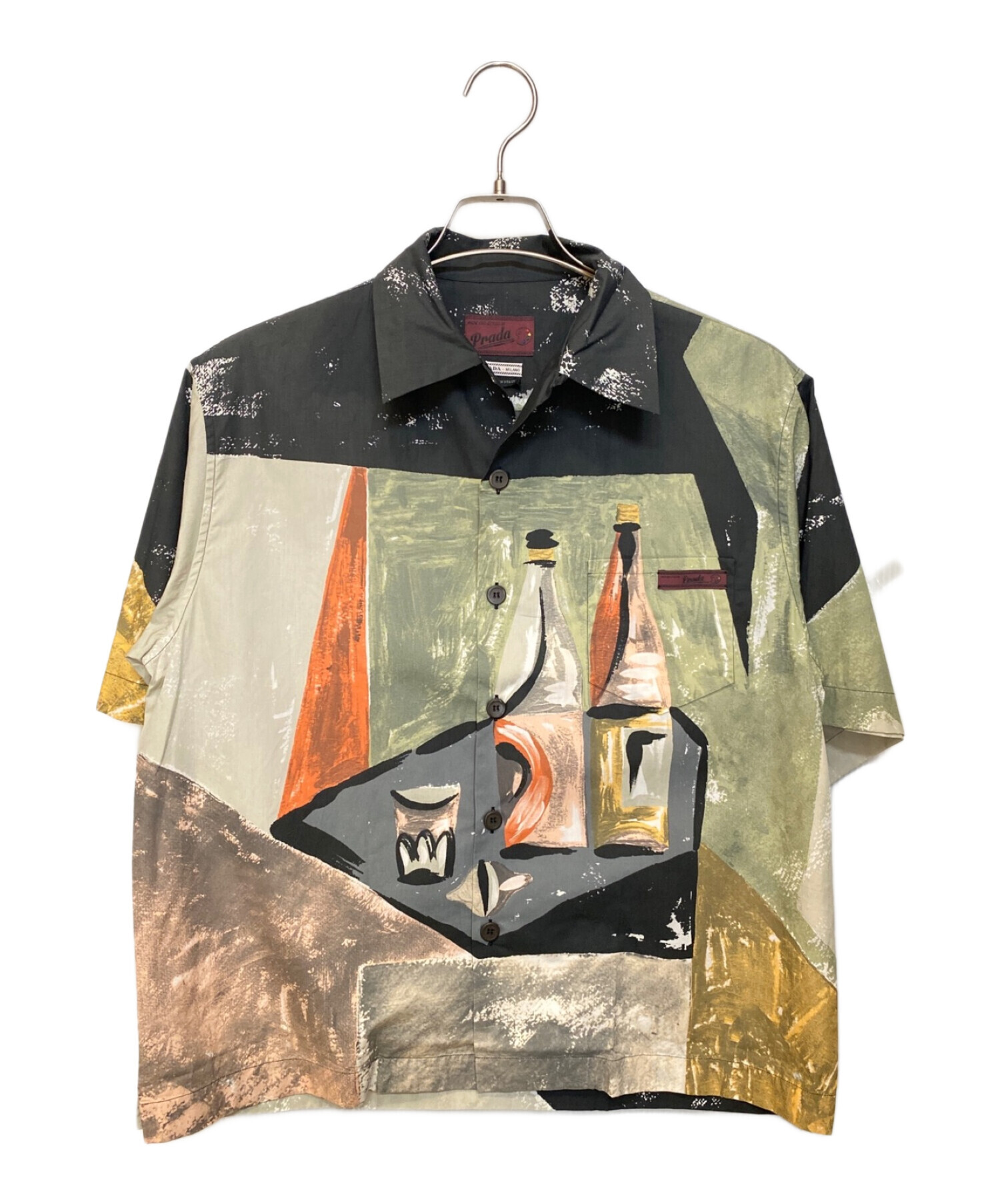 ※381様【新品未使用】PRADA オープンカラーシャツ 中古・古着通販】PRADA (プラダ) オープンカラーシャツ ブラック