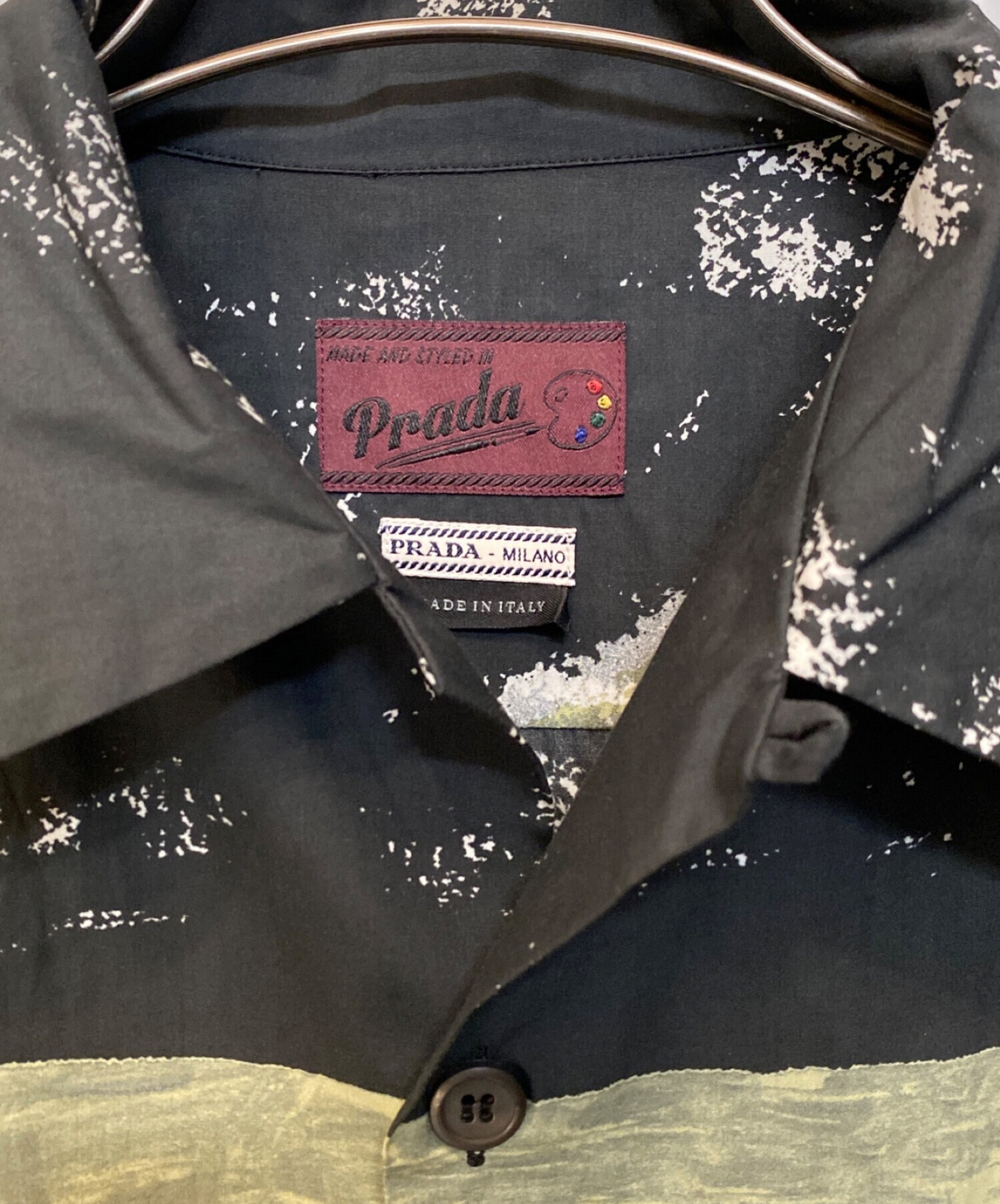 中古・古着通販】PRADA (プラダ) オープンカラーシャツ ブラック 