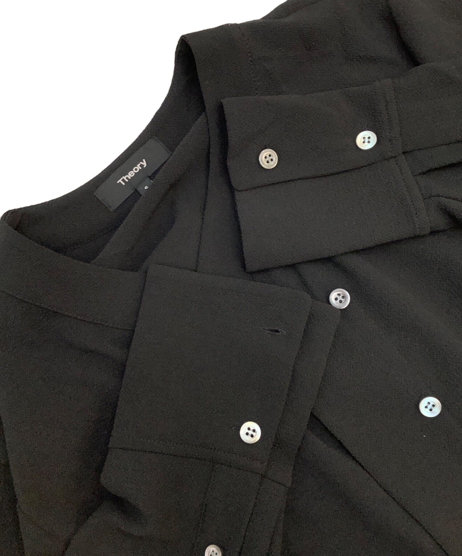 新品　Theory セオリー　ブラウス　半袖　黒　ブラック　S 極美品】Theory セオリー サイドバッグレース 半袖ブラウス ブラック S