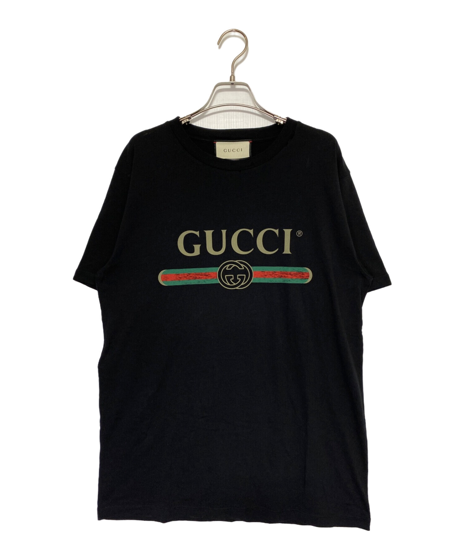 GUCCI　ダメージ加工　tシャツ Sサイズ 中古品ブラック 中古・古着通販】GUCCI (グッチ) ダメージ加工ロゴTシャツ ブラック