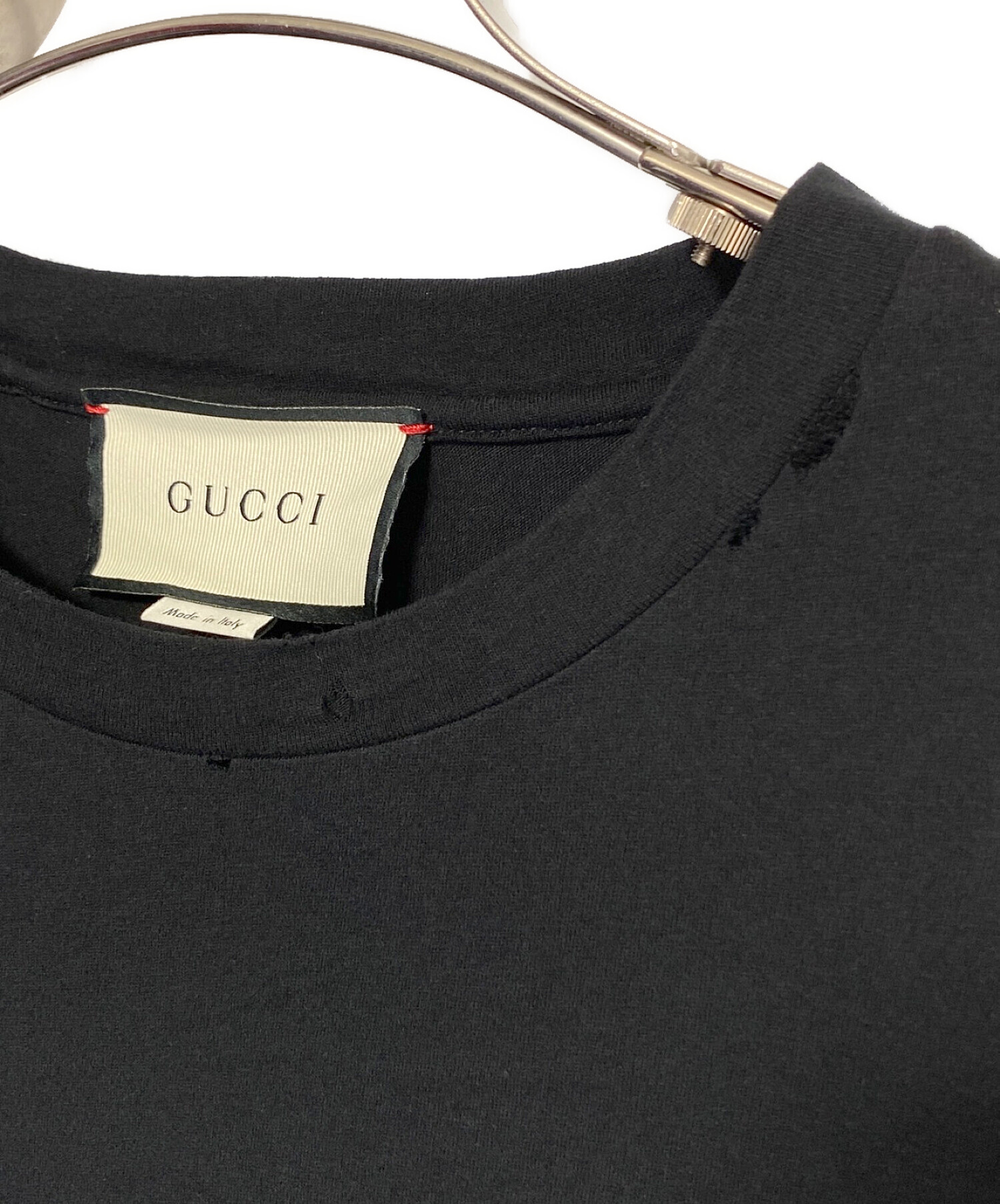 GUCCI　ダメージ加工　tシャツ Sサイズ 中古品ブラック 中古・古着通販】GUCCI (グッチ) ダメージ加工ロゴTシャツ ブラック
