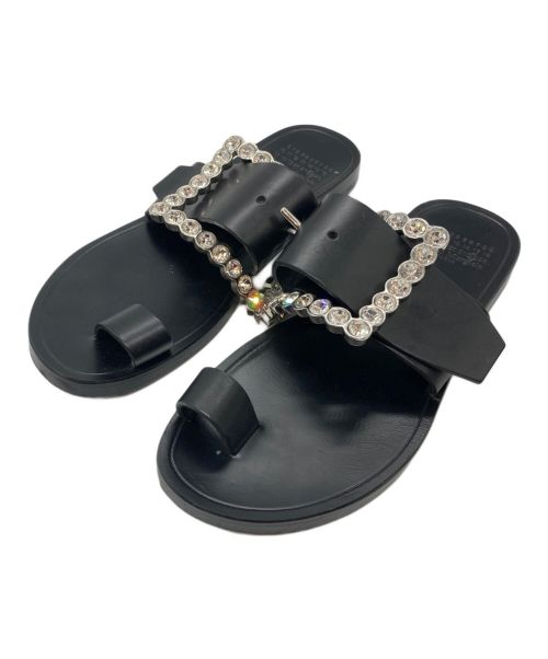 極美品 メゾンマルジェラ トングサンダル ビジュー レザー ブラック36