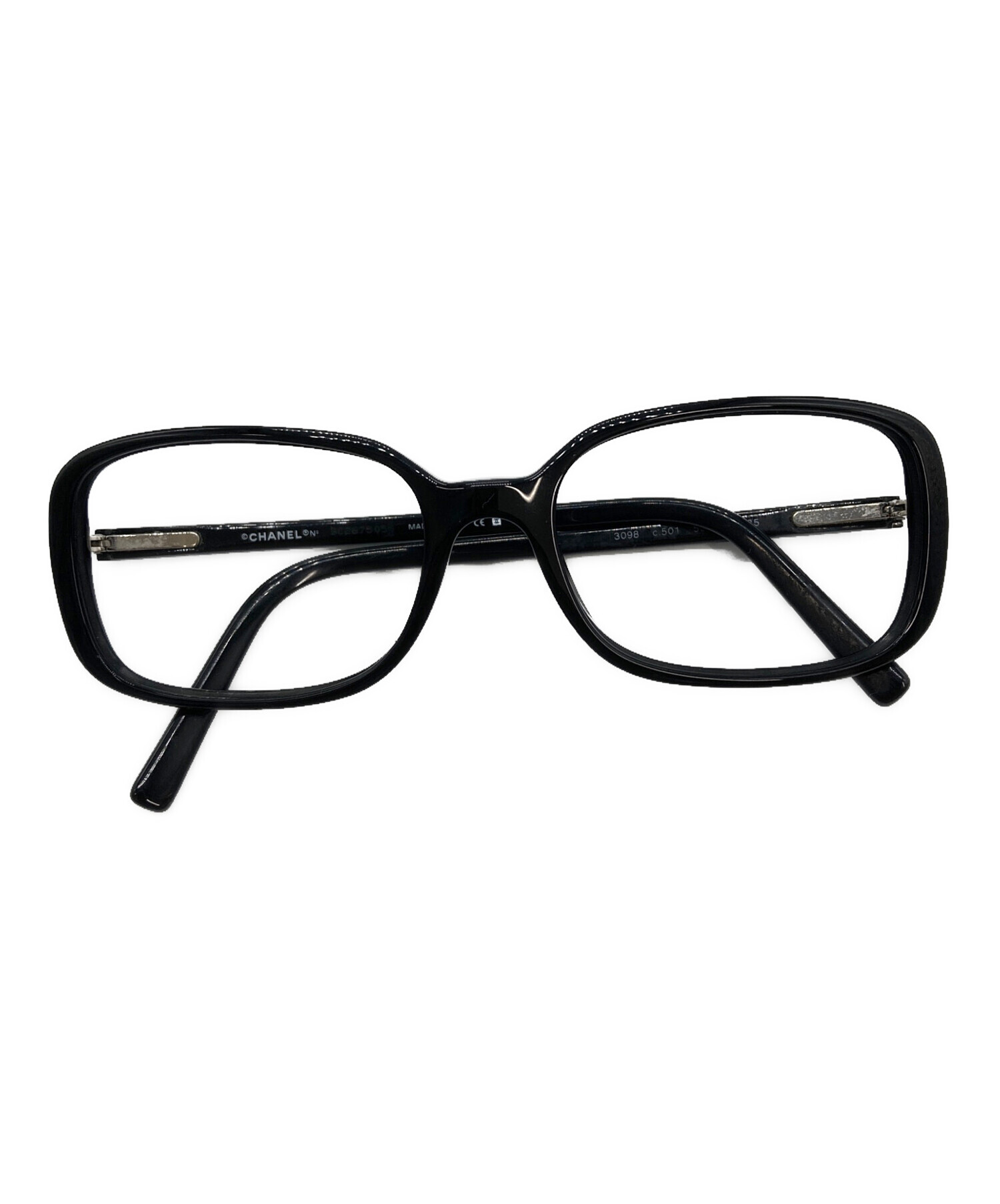 中古・古着通販】CHANEL (シャネル) 伊達眼鏡 ブラック サイズ:53-17