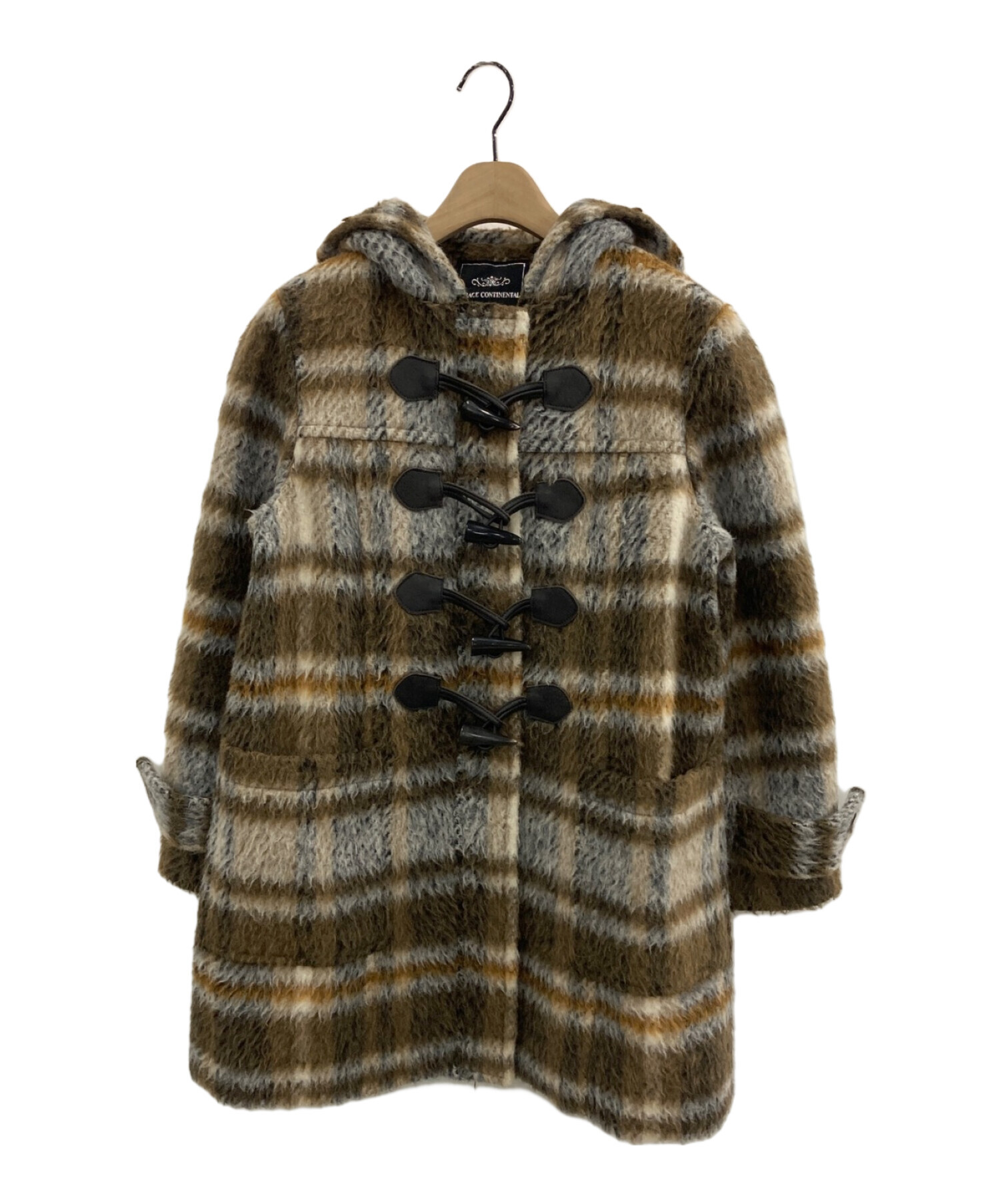 【新品】 グレースコンチネンタル シャギー チェック ダッフルコート 2WAY 中古・古着通販】GRACE CONTINENTAL (（グレースコンチネンタル