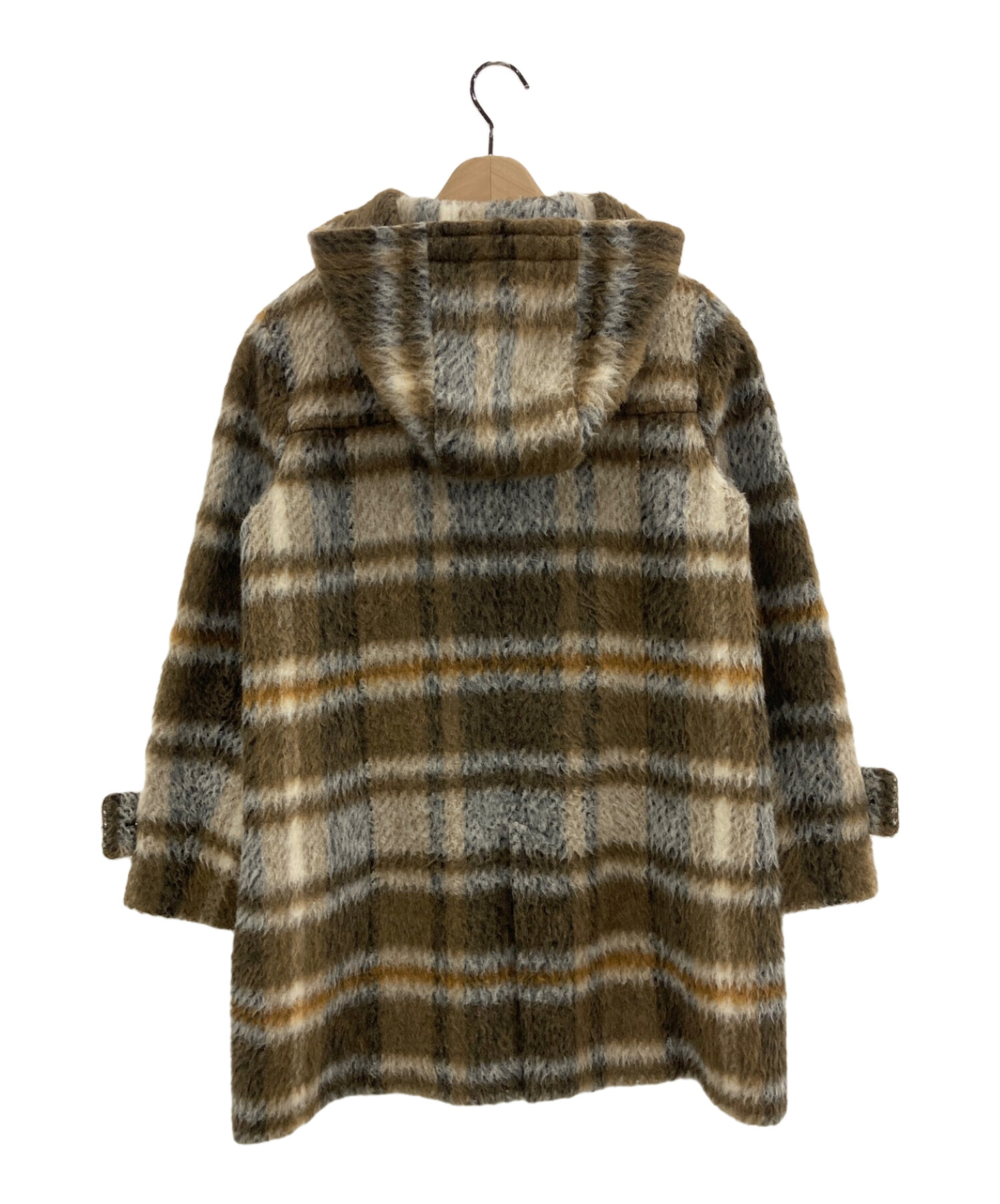 【新品】 グレースコンチネンタル シャギー チェック ダッフルコート 2WAY 中古・古着通販】GRACE CONTINENTAL (（グレースコンチネンタル