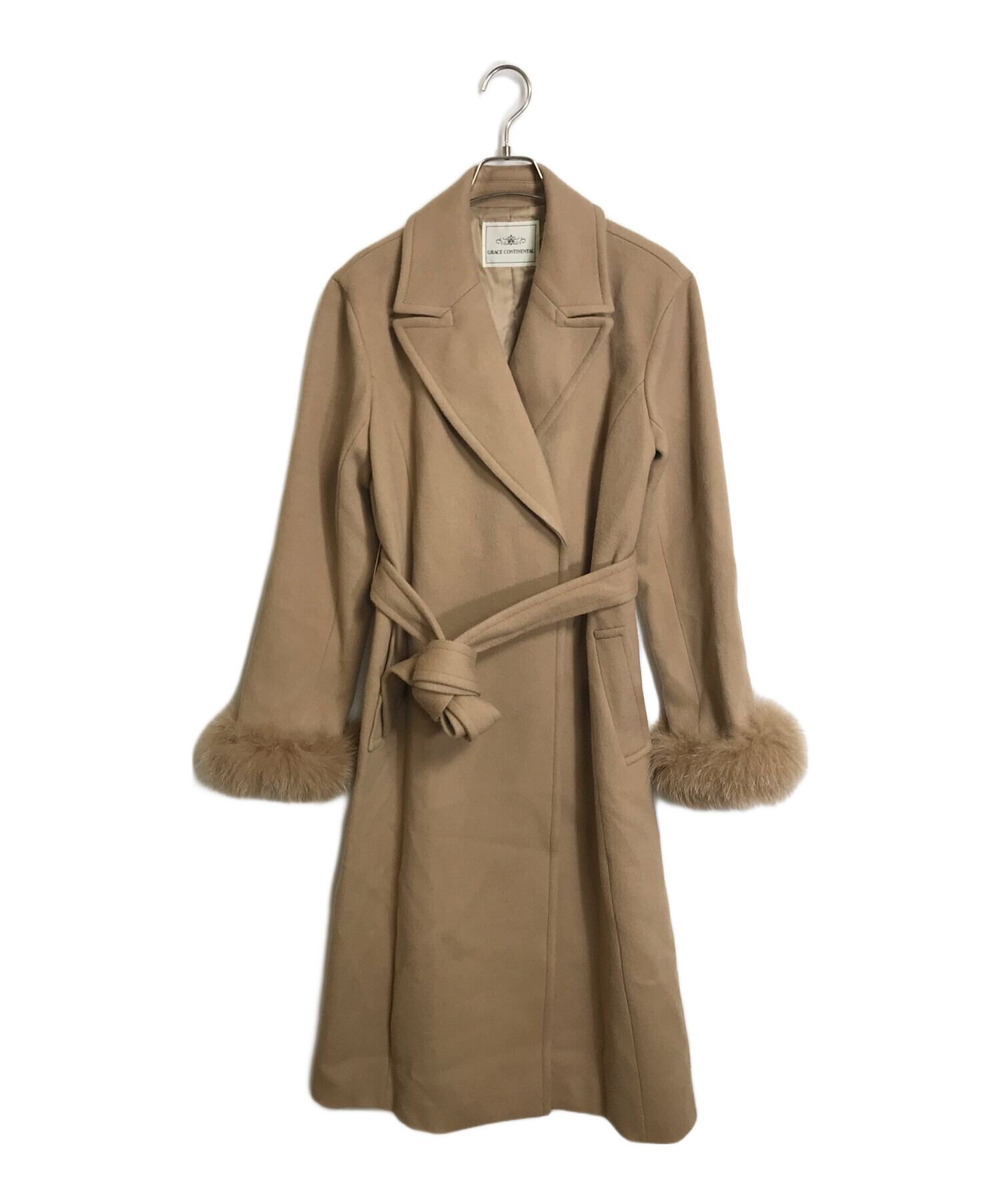 GRACE CONTINENTAL ファー付ウールガウンロングコート 中古・古着通販】GRACE CONTINENTAL (（グレースコンチネンタル