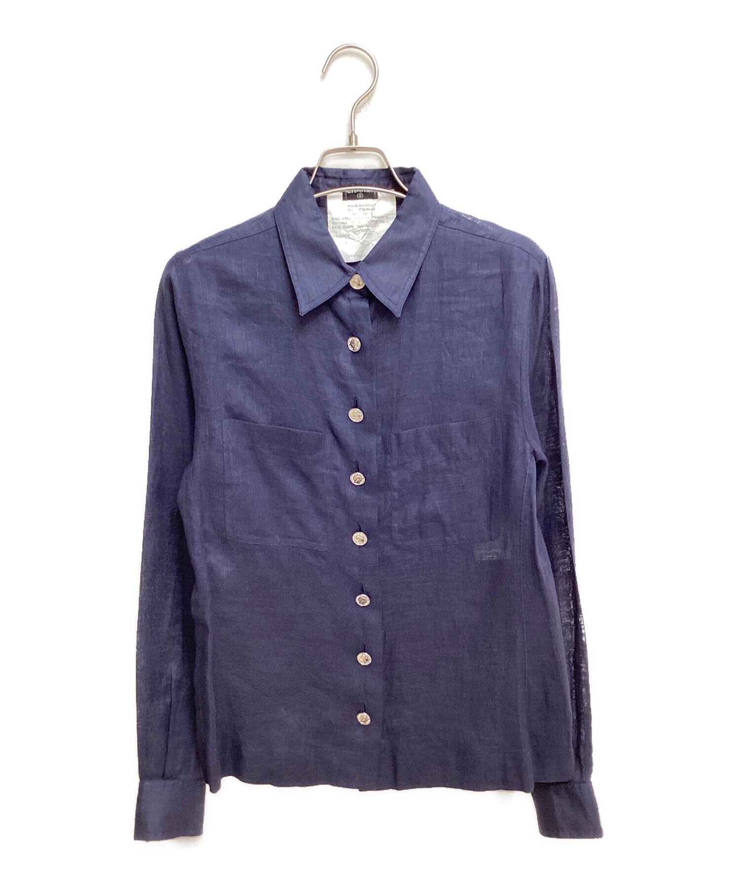 中古・古着通販】CHANEL (シャネル) リネンシャツ ネイビー サイズ:38 