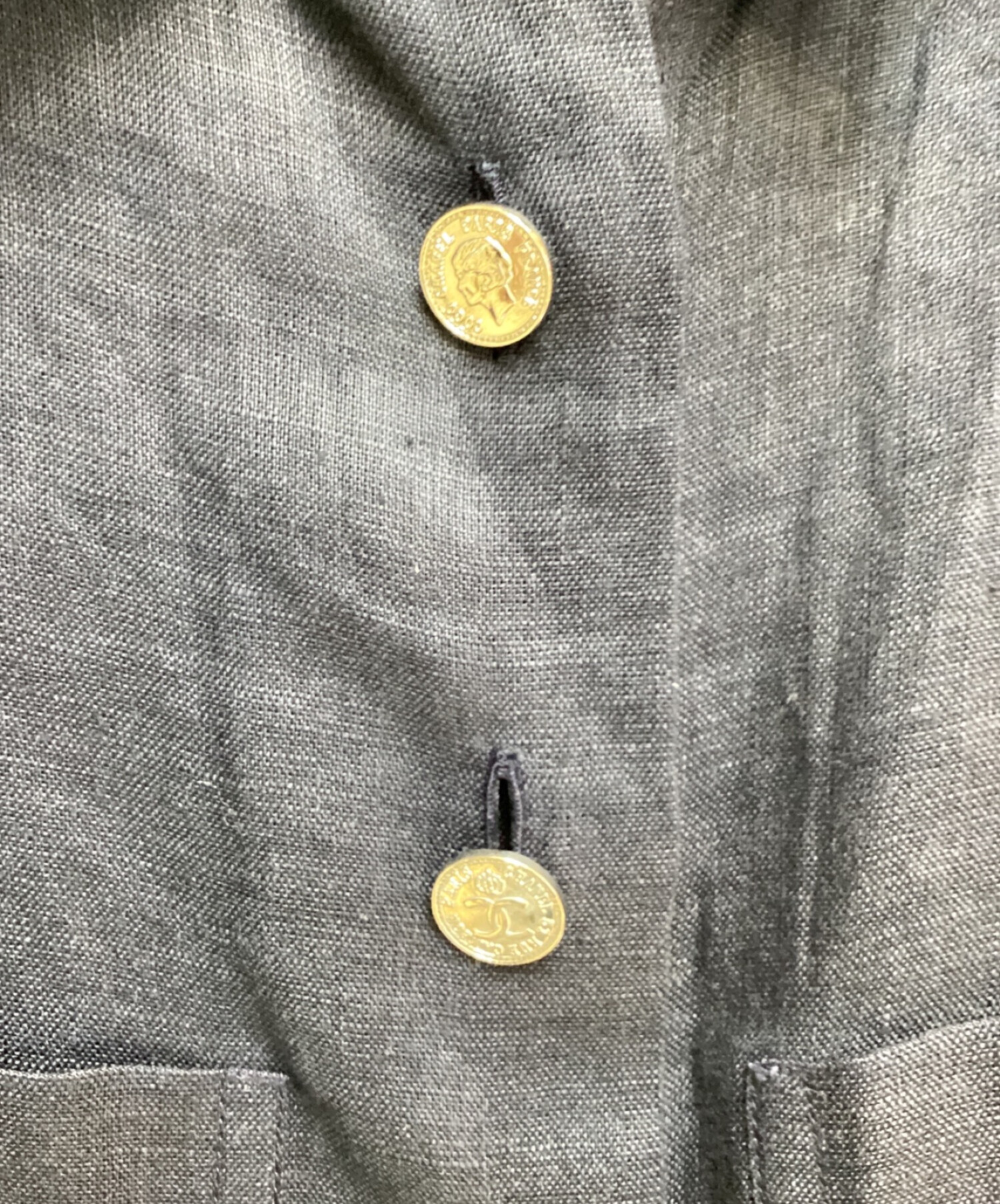 中古・古着通販】CHANEL (シャネル) リネンシャツ ネイビー サイズ:38 
