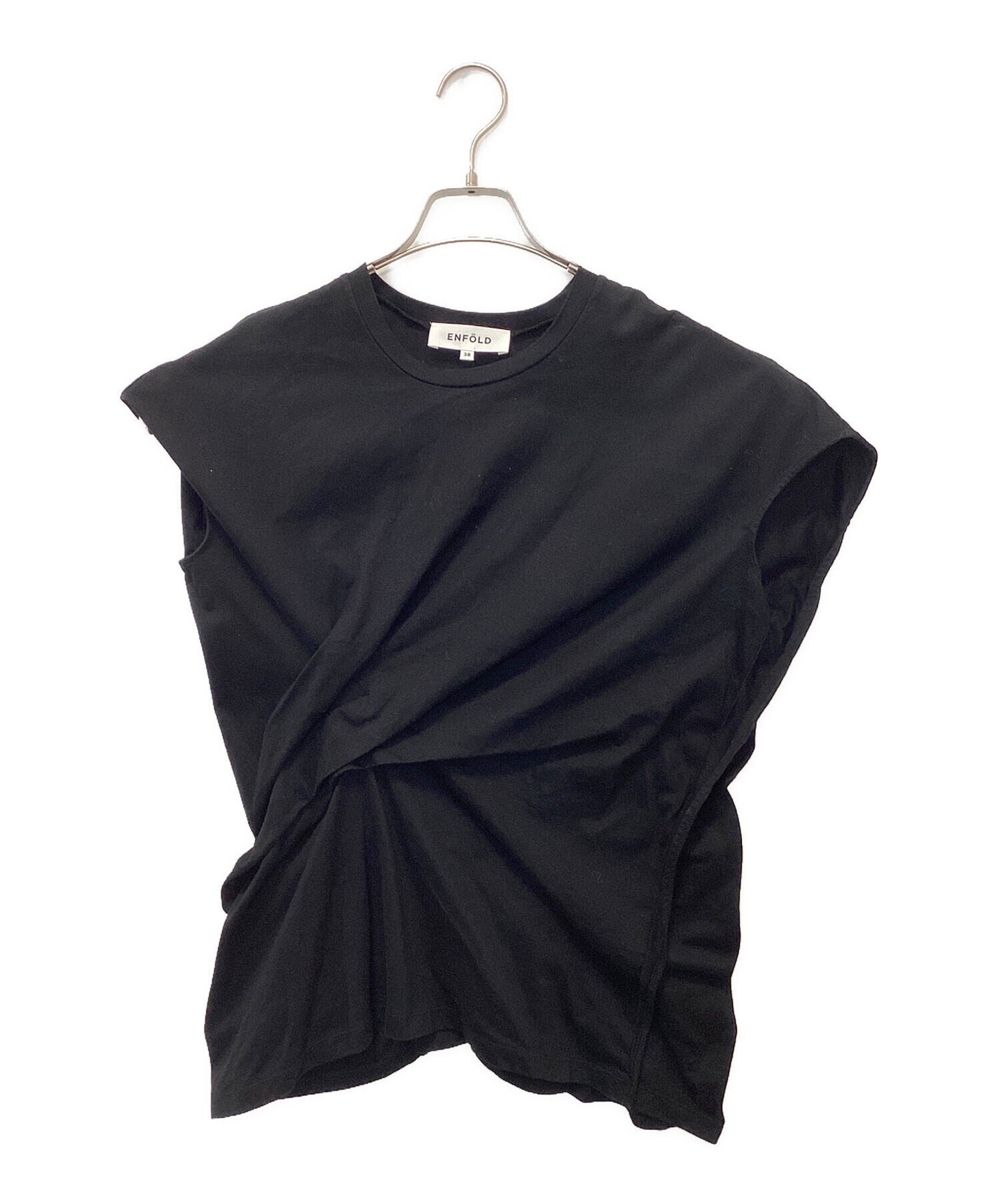 ENFOLD シルケット天竺 コンビフレアT SHIRT ブラック エンフォルド