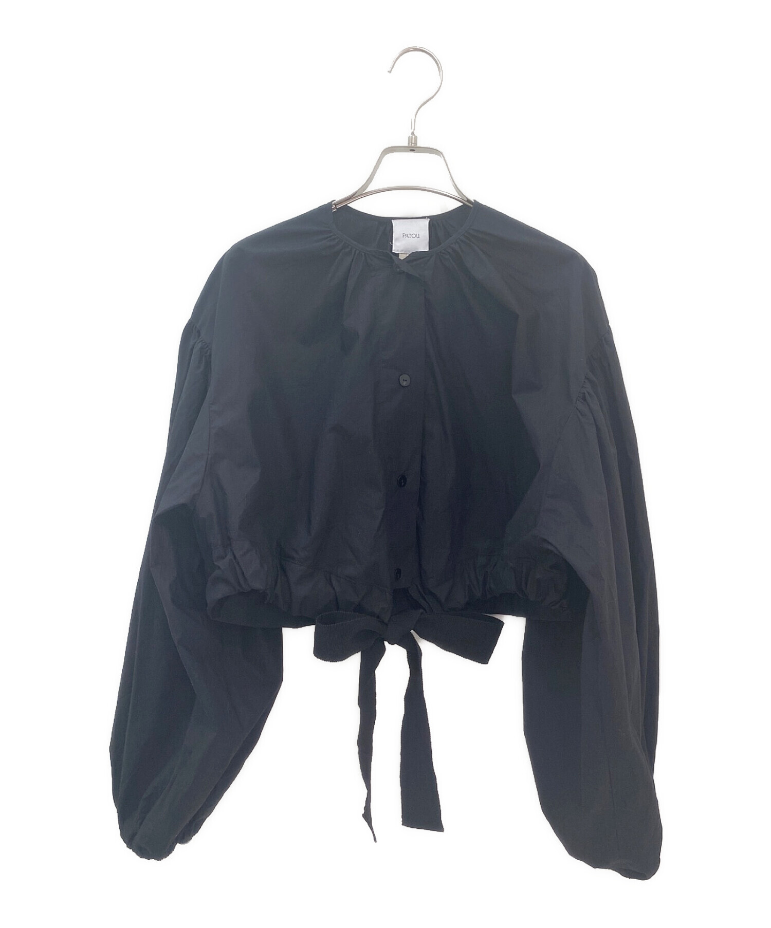 PATOU パトゥブラックパフスリーブブラウストップス