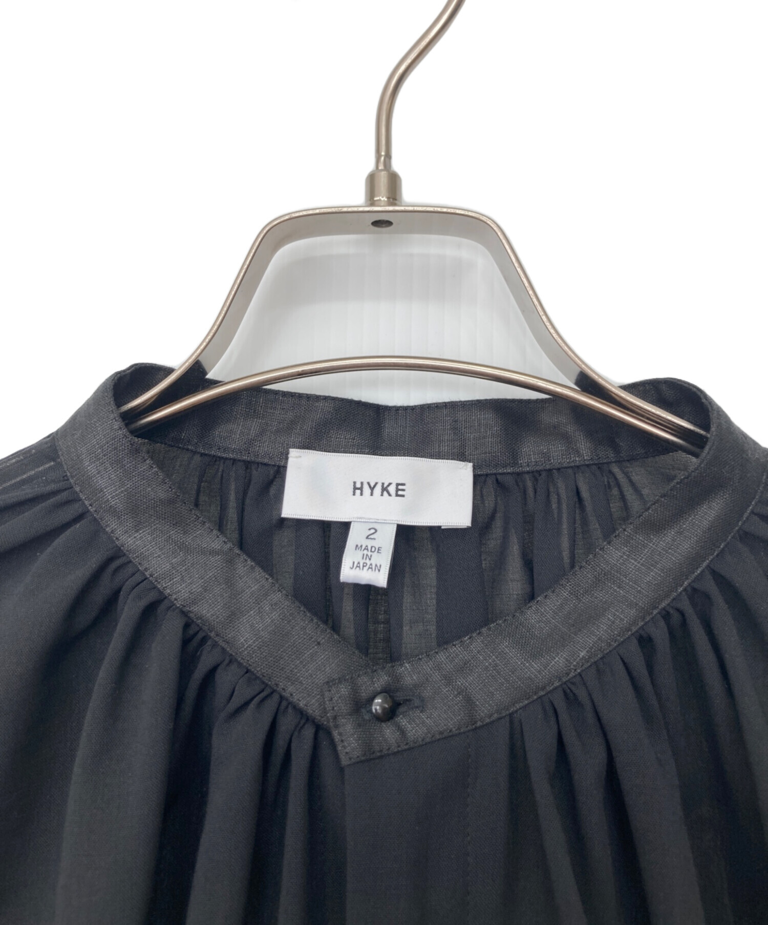 中古・古着通販】HYKE (ハイク) ボイルギャザーシャツ ブラック サイズ