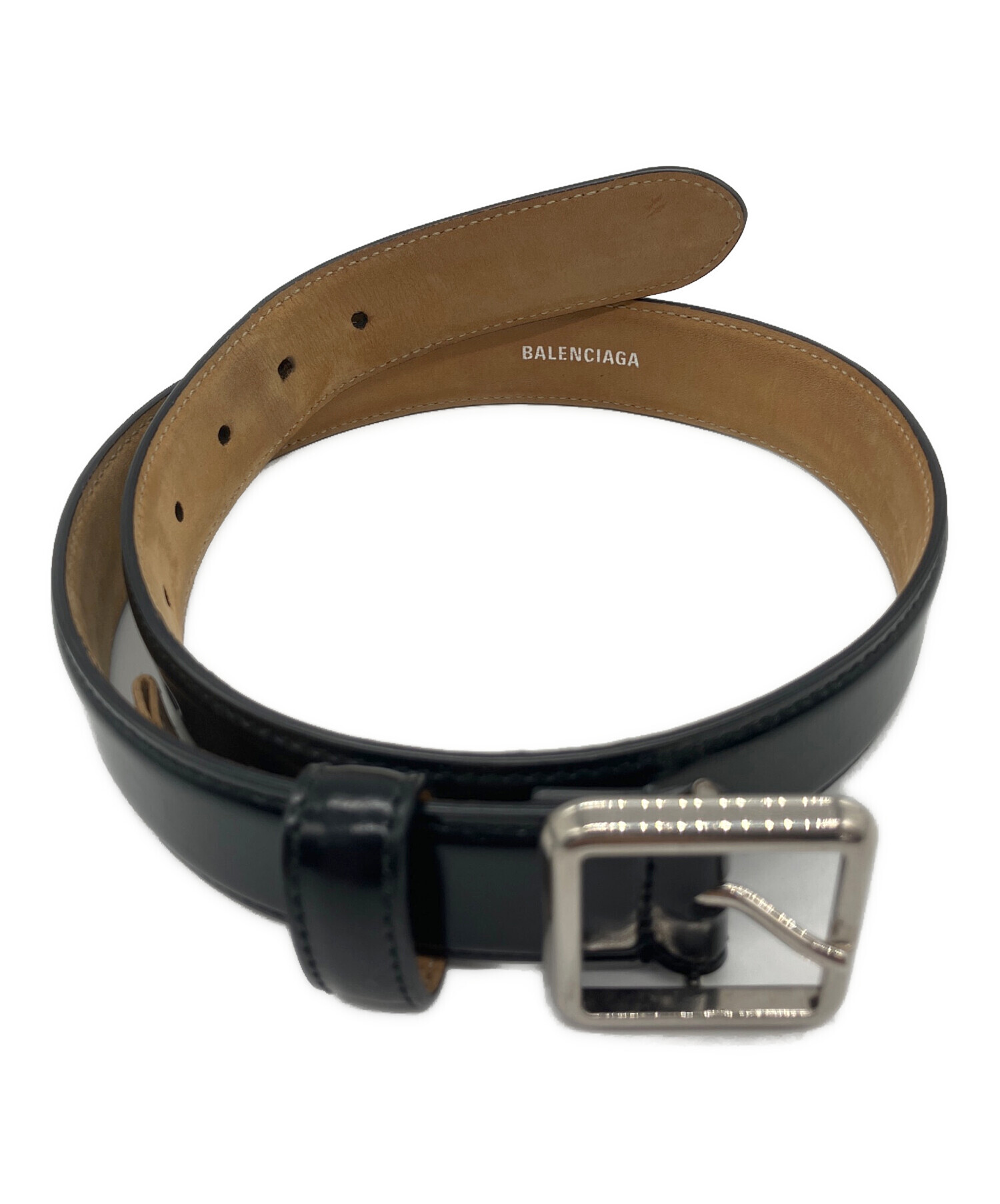 BALENCIAGA ブラック レザーベルト 中古・古着通販】BALENCIAGA (バレンシアガ) レザーベルト ブラック