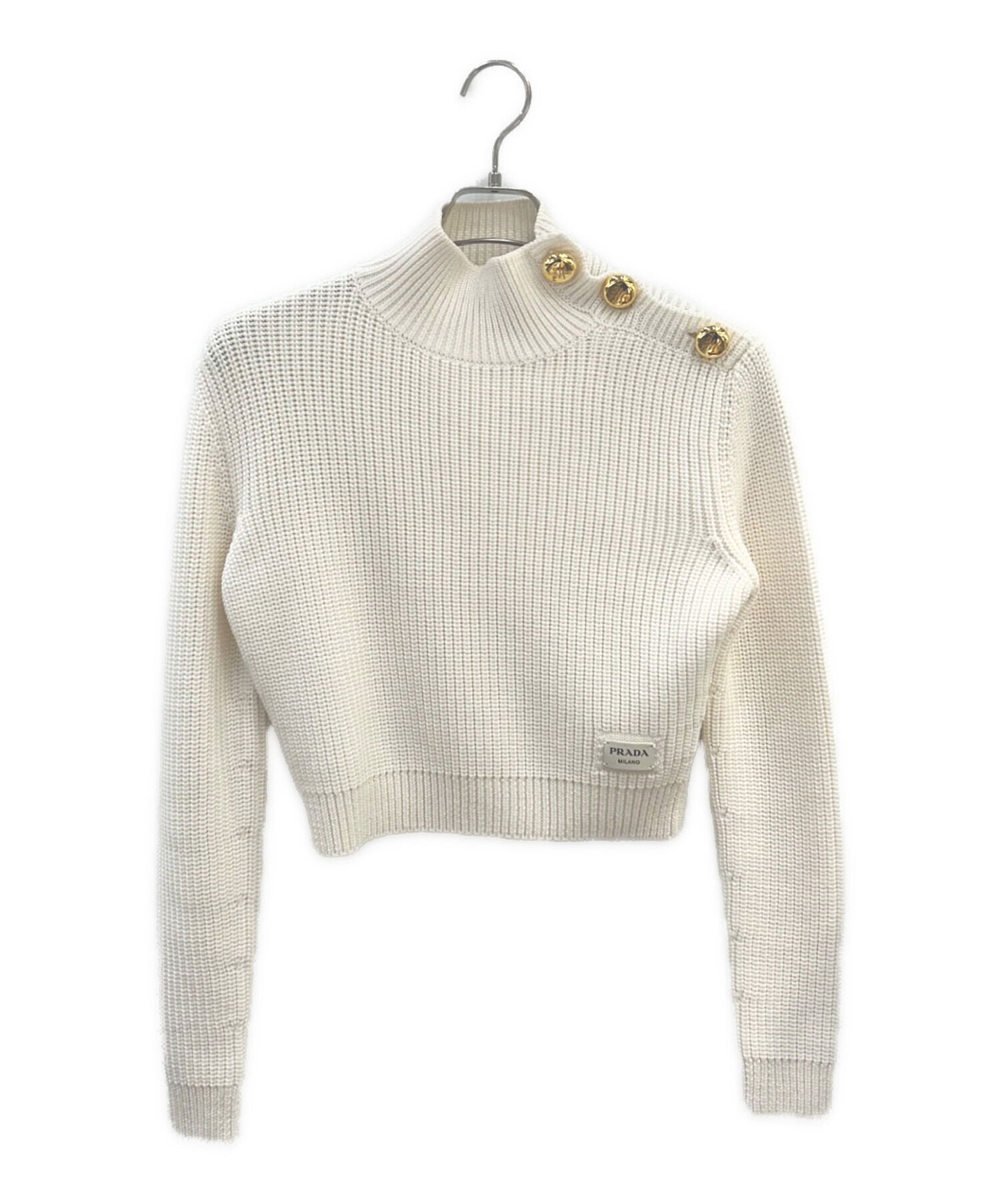 中古・古着通販】PRADA (プラダ) レザーパッチウール タートルネック