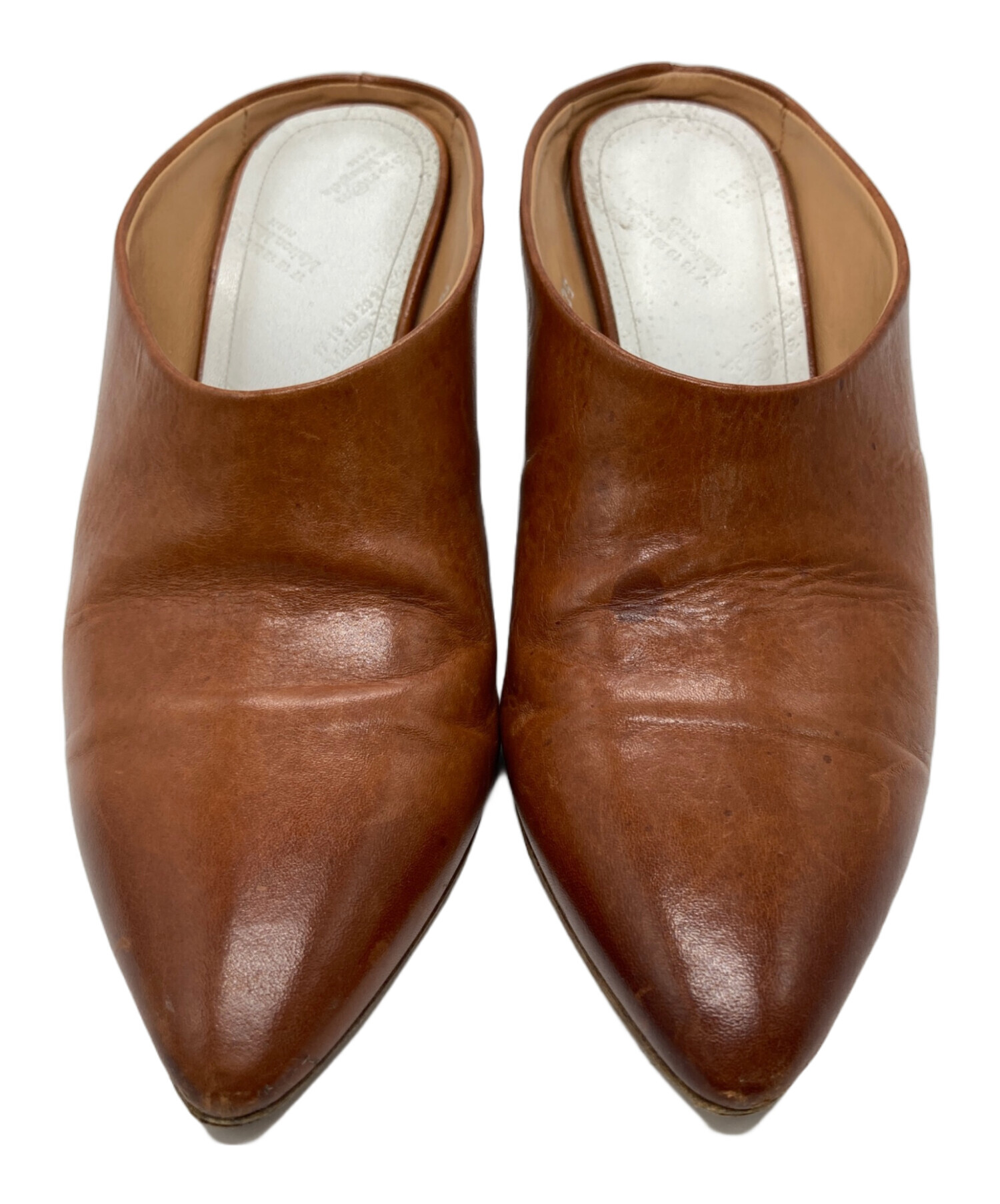 【箱付き、ソール補強済み】ブラウン ポインテッドトゥ ミュール 中古・古着通販】Maison Margiela (メゾンマルジェラ) ポインテッド