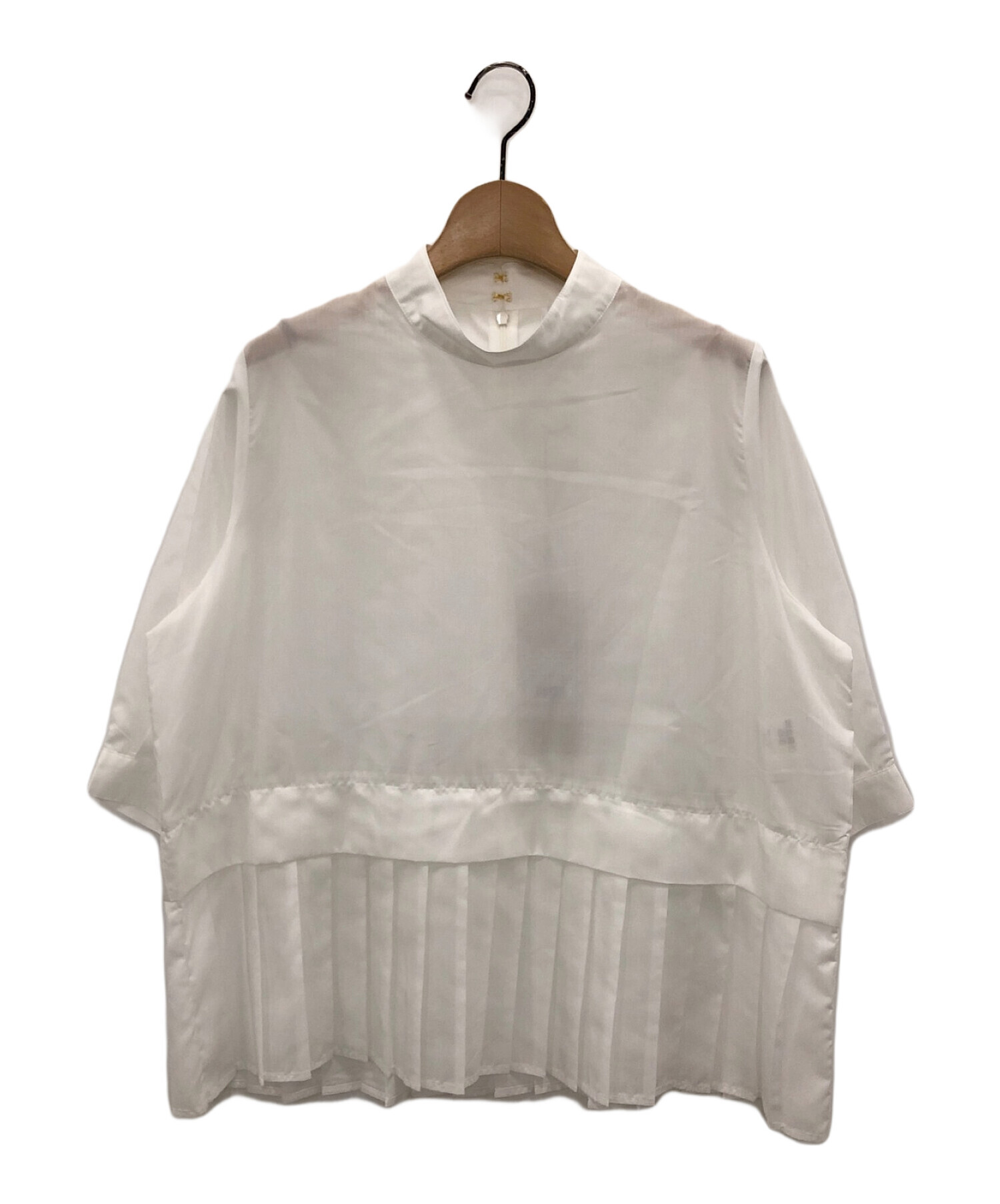 中古・古着通販】WHYTO (ホワイト) Hem pleats blouse ホワイト サイズ 