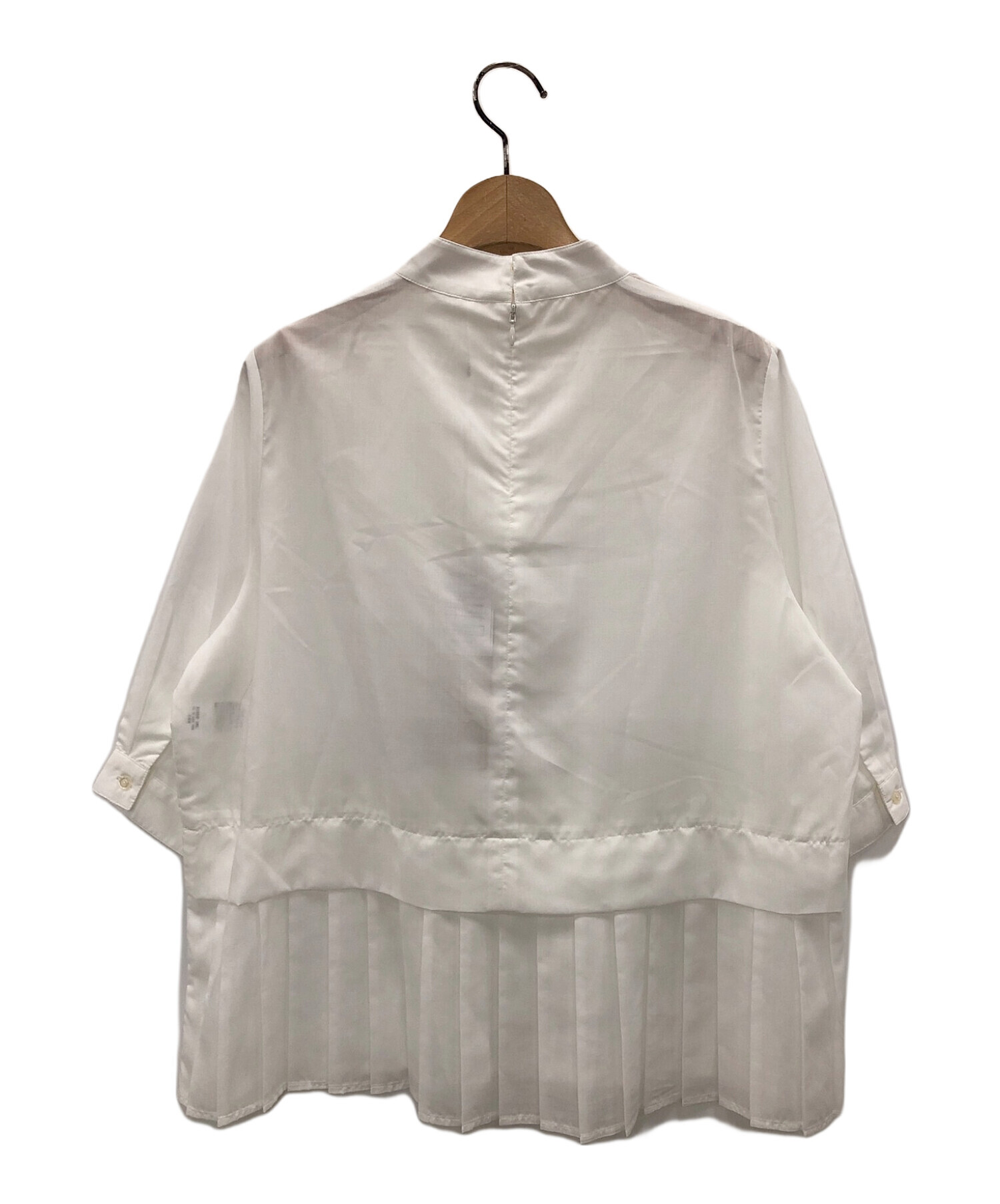 中古・古着通販】WHYTO (ホワイト) Hem pleats blouse ホワイト サイズ 