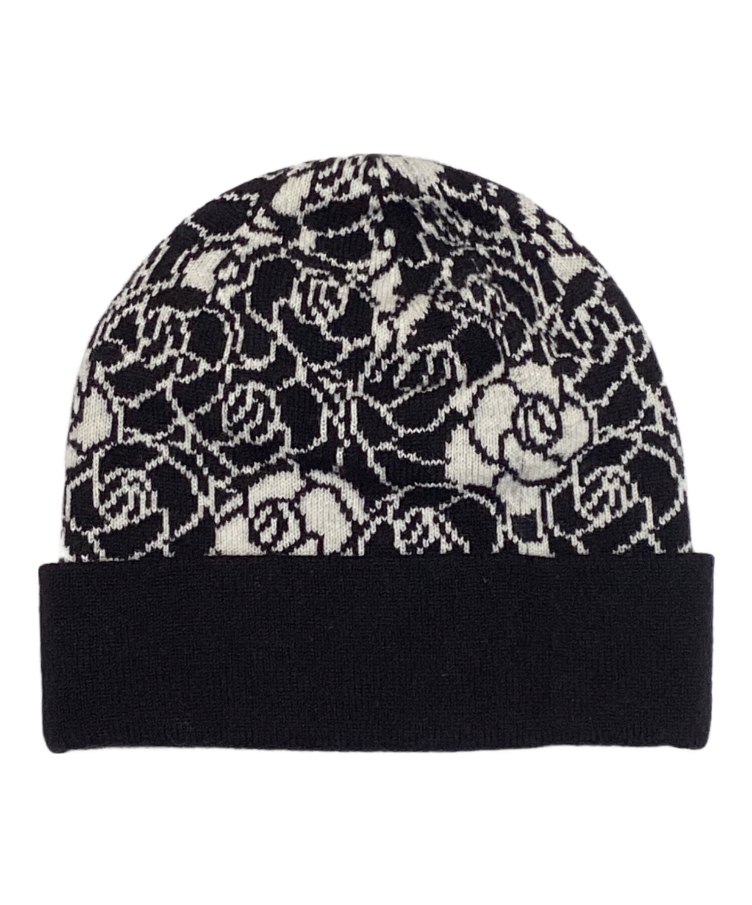 中古・古着通販】CHANEL (シャネル) カメリア ニット帽 ブラック