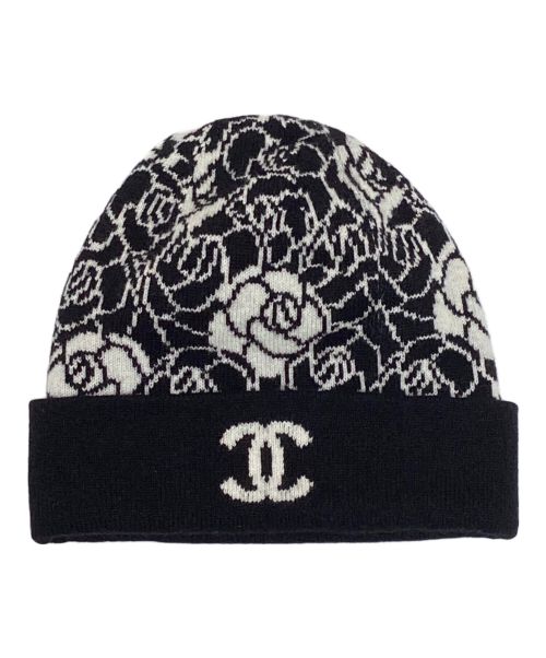 シャネルカメリア柄キャップ カメリア模様が美しい♪】CHANEL☆ニット帽