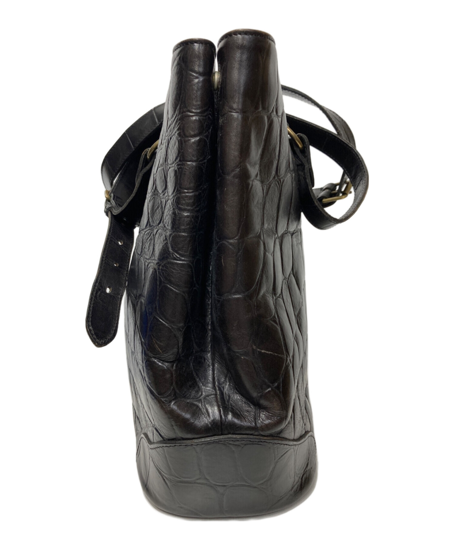 【中古】マルベリー Mulberry ハンドバッグ トートバッグ レザー 黒 ブラック /MI ■OS レディース 中古・古着通販】MULBERRY (マルベリー) 型押しレザートートバッグ