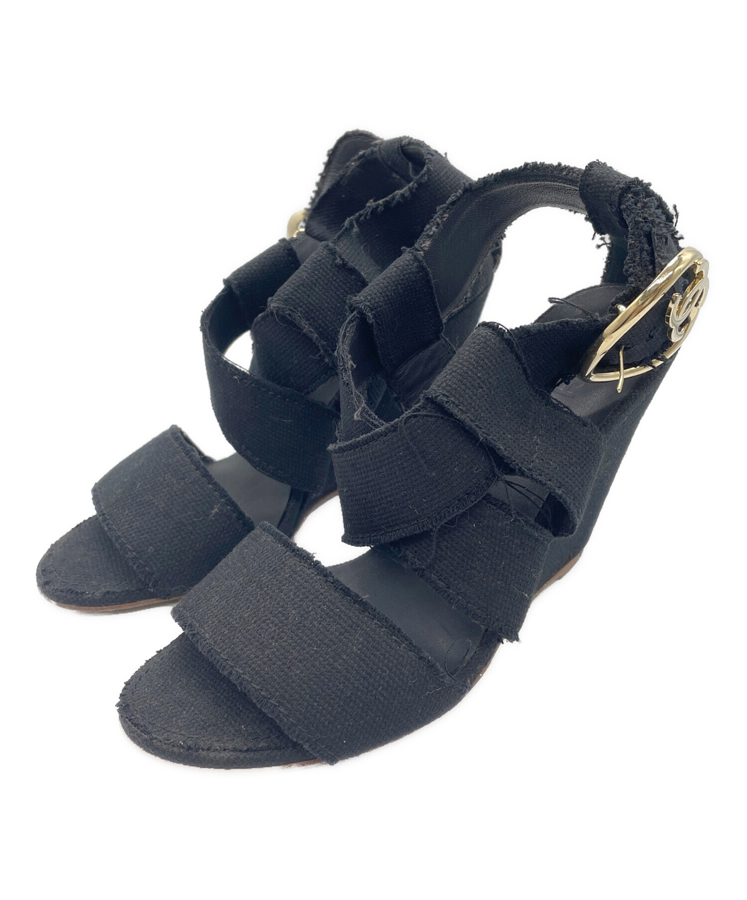中古・古着通販】CHANEL (シャネル) ハートモチーフキャンバスサンダル