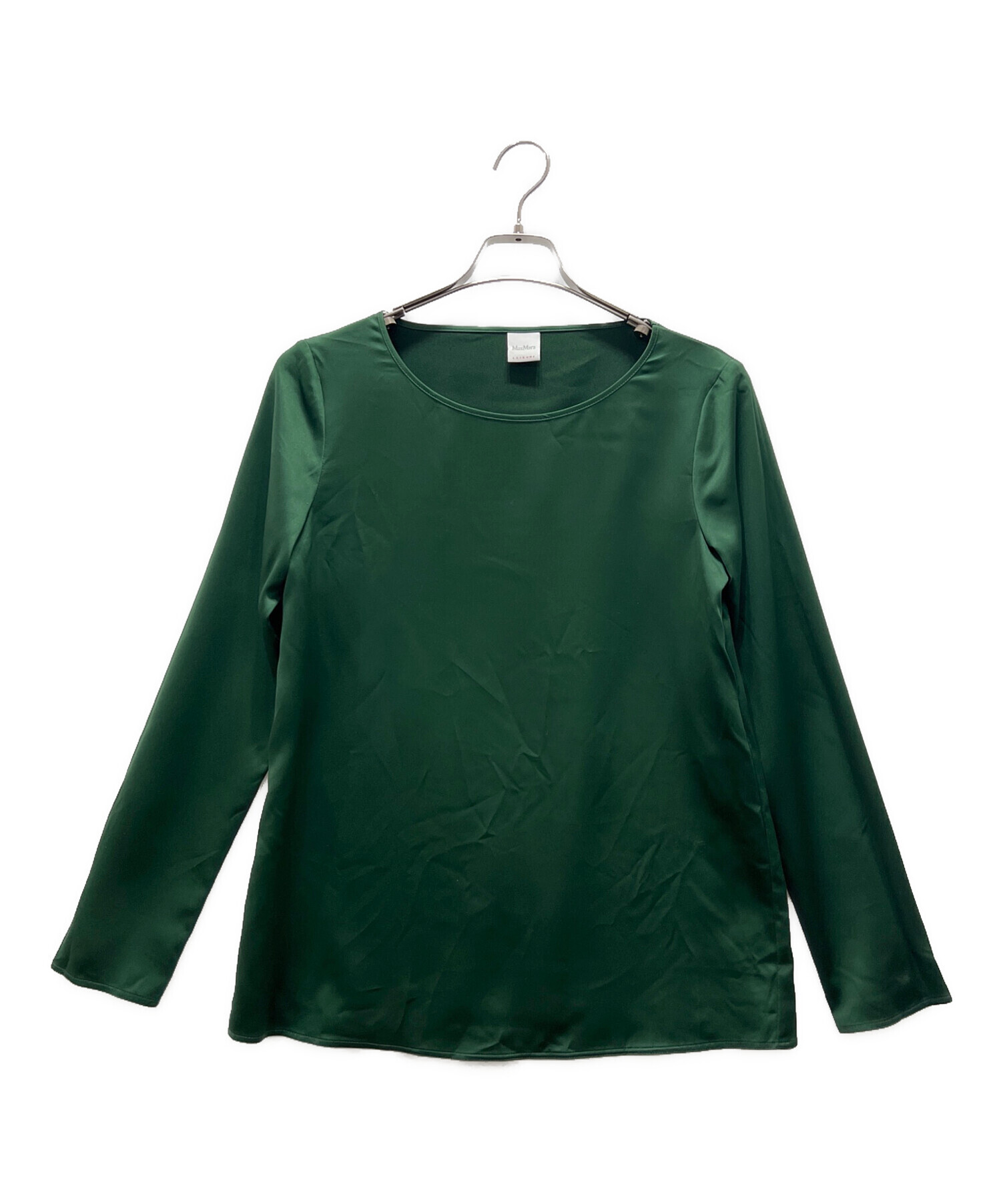 中古・古着通販】MaxMara (マックスマーラ) サテンブラウス グリーン 