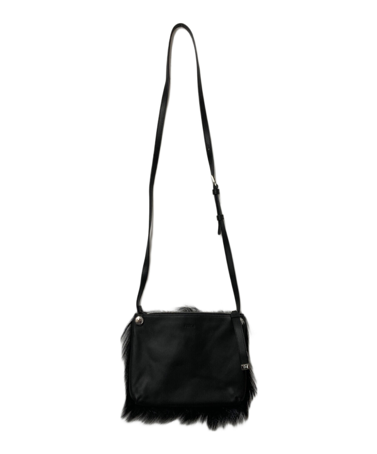 中古・古着通販】FURLA (フルラ) ファーレザーショルダーバッグ 