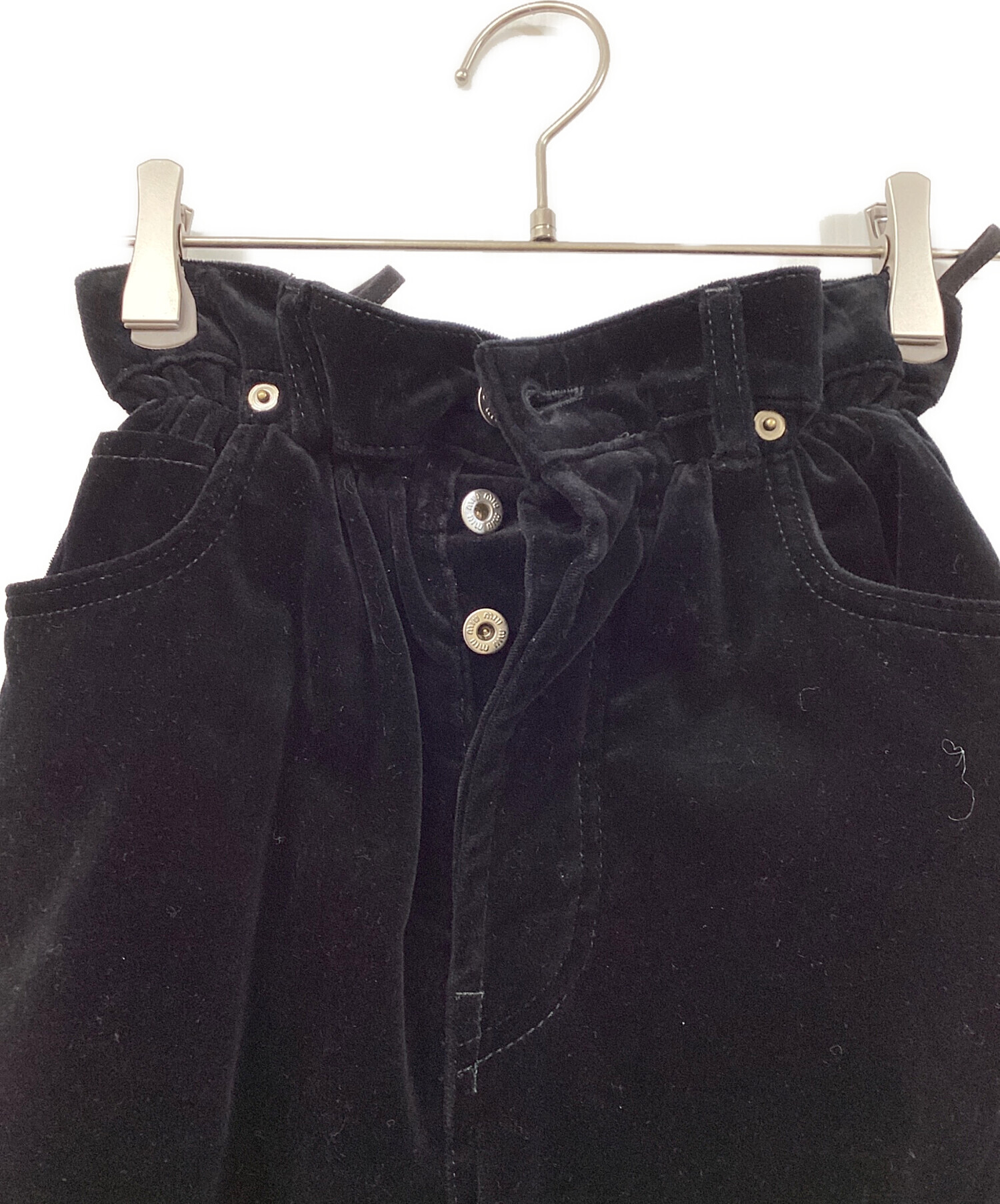 中古・古着通販】MIU MIU (ミュウミュウ) ベルベットパンツ ブラック