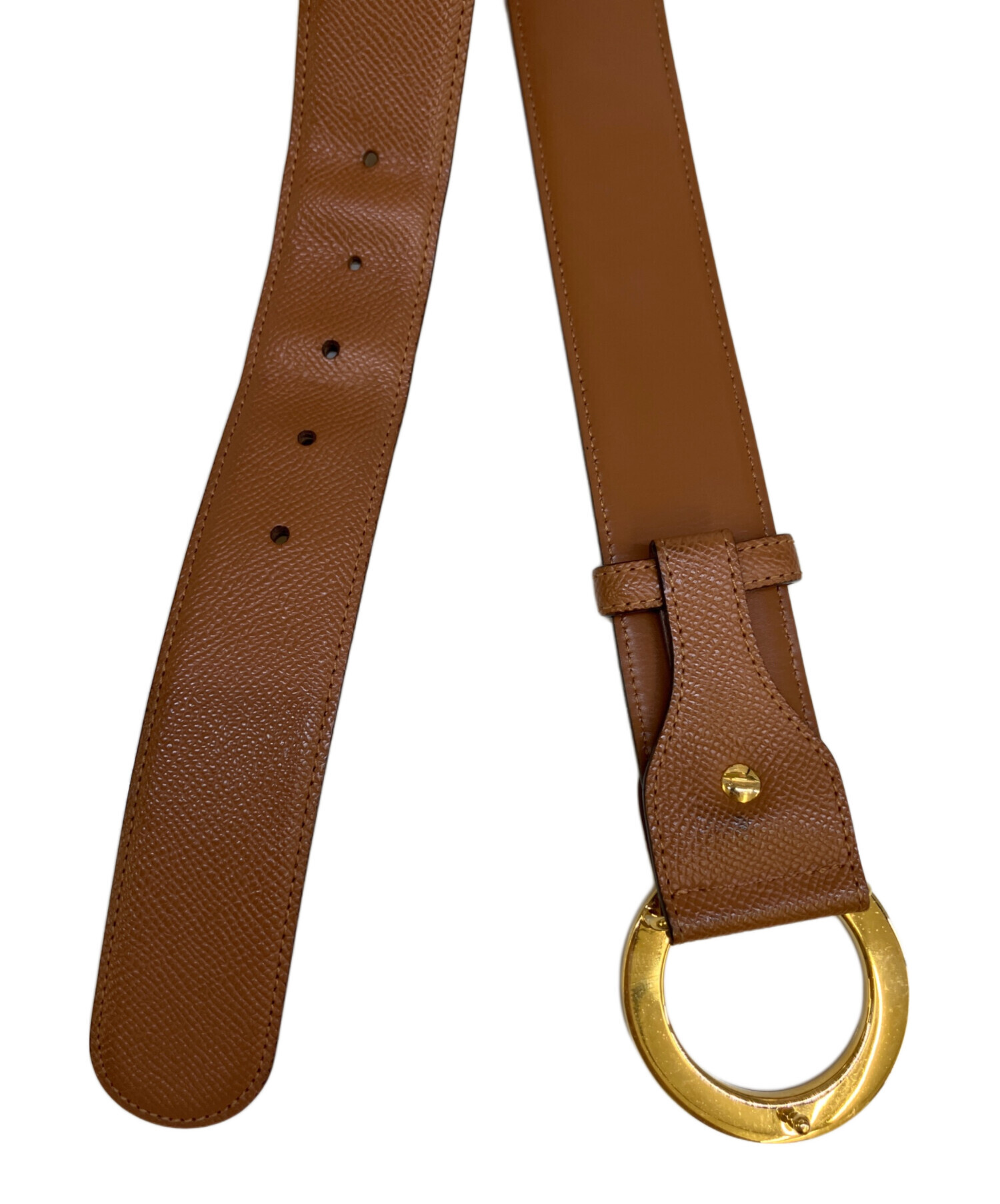 最終価格！美品!!ブルガリ ベルト サークルロゴ レザー ブラウン 中古・古着通販】BVLGARI (ブルガリ) サークルロゴレザーベルト