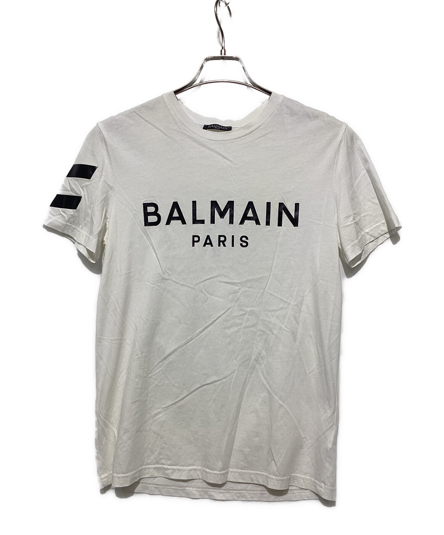 中古・古着通販】BALMAIN (バルマン) ロゴプリントTシャツ ホワイト 