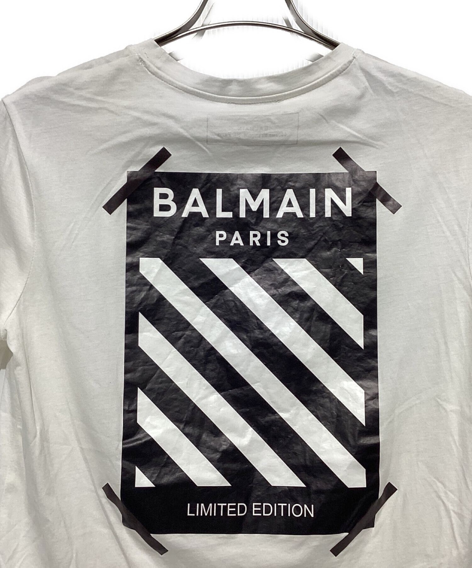 中古・古着通販】BALMAIN (バルマン) ロゴプリントTシャツ ホワイト 