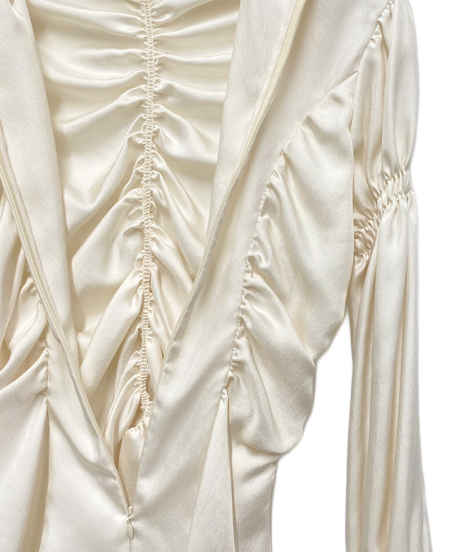 Feticoブラウス　白　サイズ1 中古・古着通販】FETICO (フェティコ) Gathered Twill Blouse