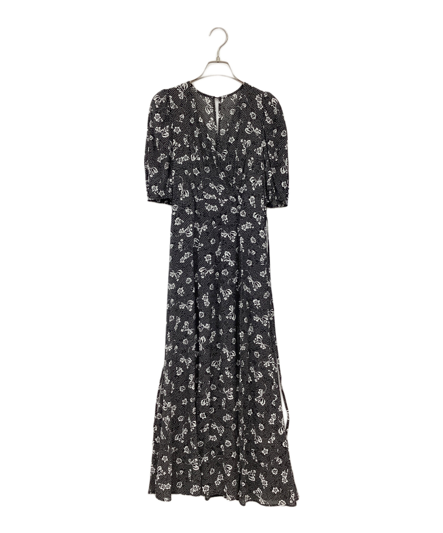 美品 23SS FRAY I.D プリントナローワンピース 貝ボタン 黒 0 美品 23SS FRAY I.D プリントナローワンピース 貝ボタン 黒 0 【公式通販】