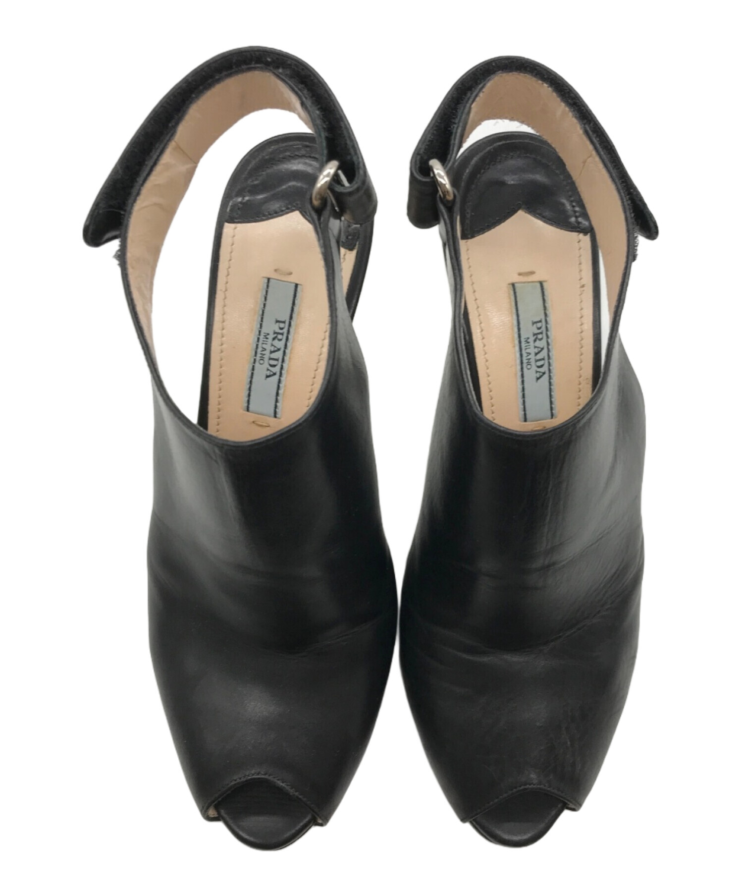 PRADA ブラック オープントゥ サンダル　超美品 レア 送料無料 中古・古着通販】PRADA (プラダ) オープントゥサンダル ブラック