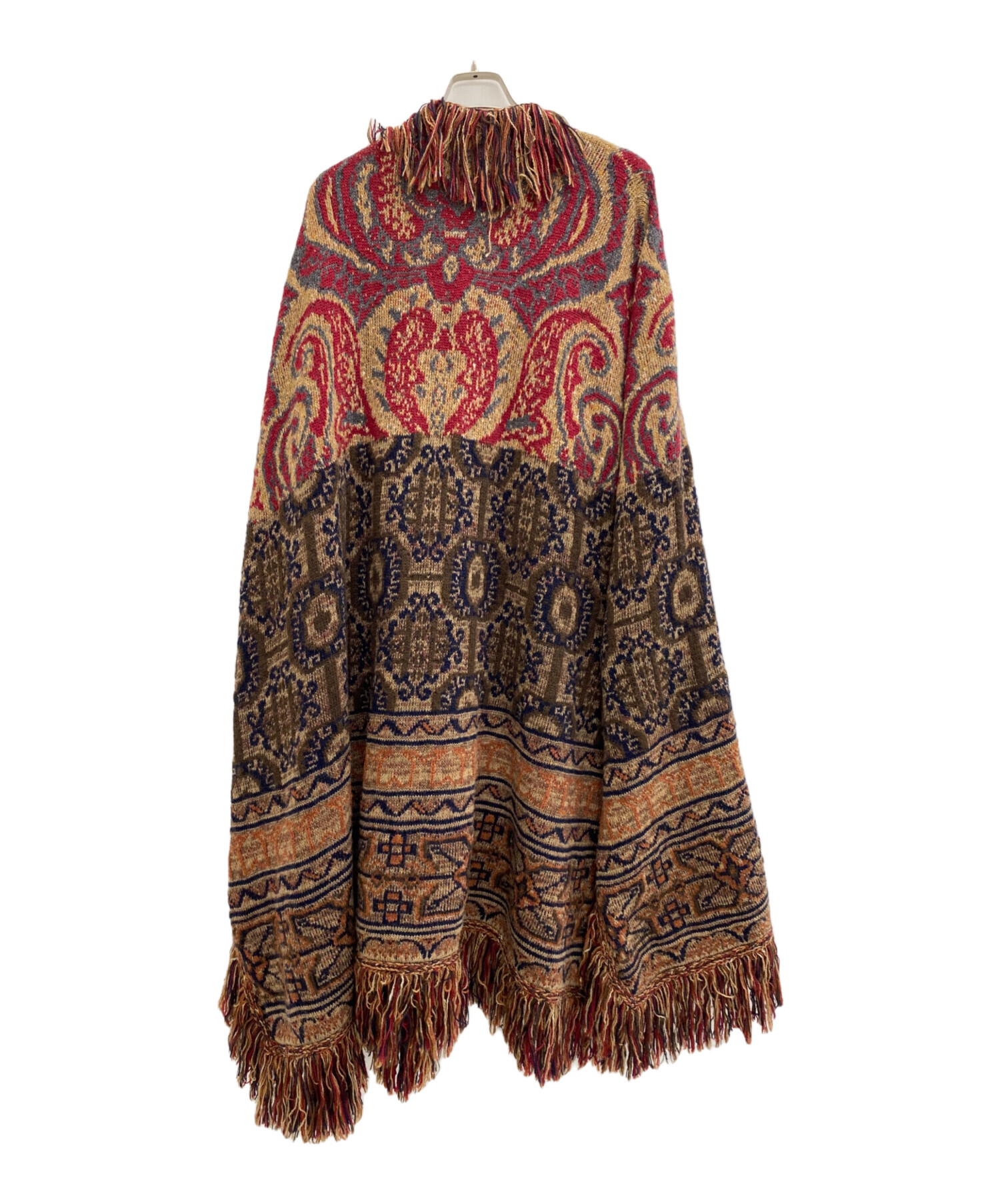 ETRO エトロ ポンチョコート アルパカ混 ウール ロゴボタン 中古・古着通販】ETRO (エトロ) 装飾付き ウール混ジャカード ポンチョ