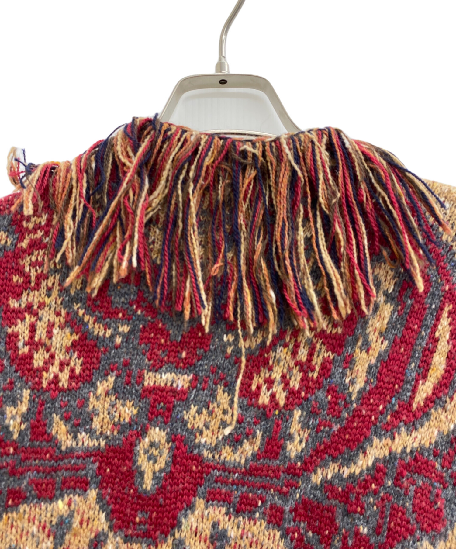 ETRO エトロ ポンチョコート アルパカ混 ウール ロゴボタン 中古・古着通販】ETRO (エトロ) 装飾付き ウール混ジャカード ポンチョ