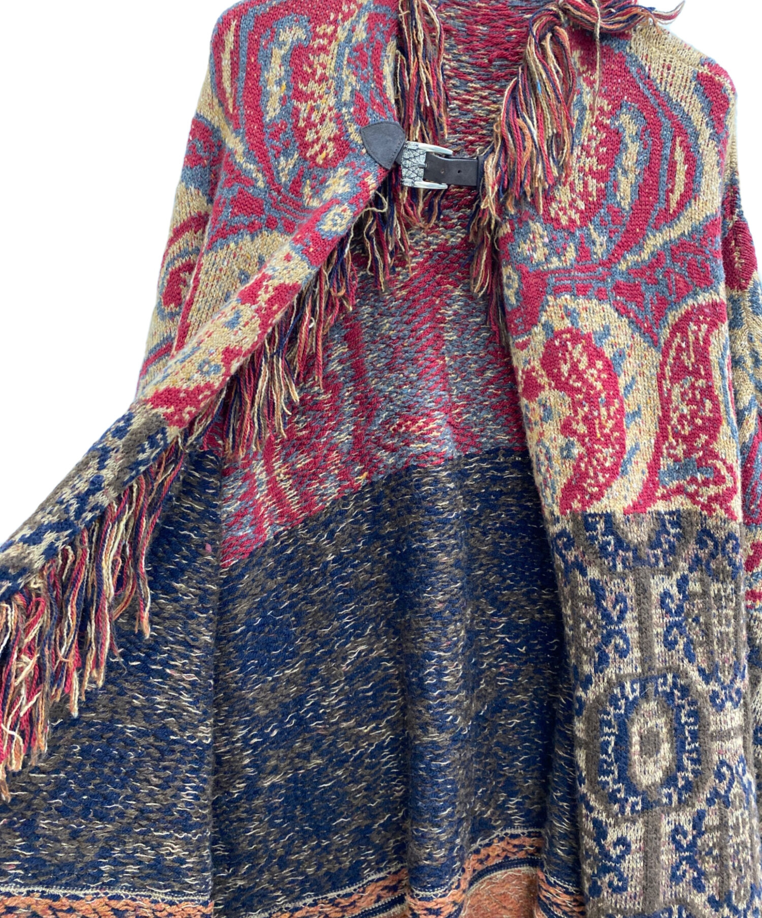 中古・古着通販】ETRO (エトロ) 装飾付き ウール混ジャカード ポンチョ