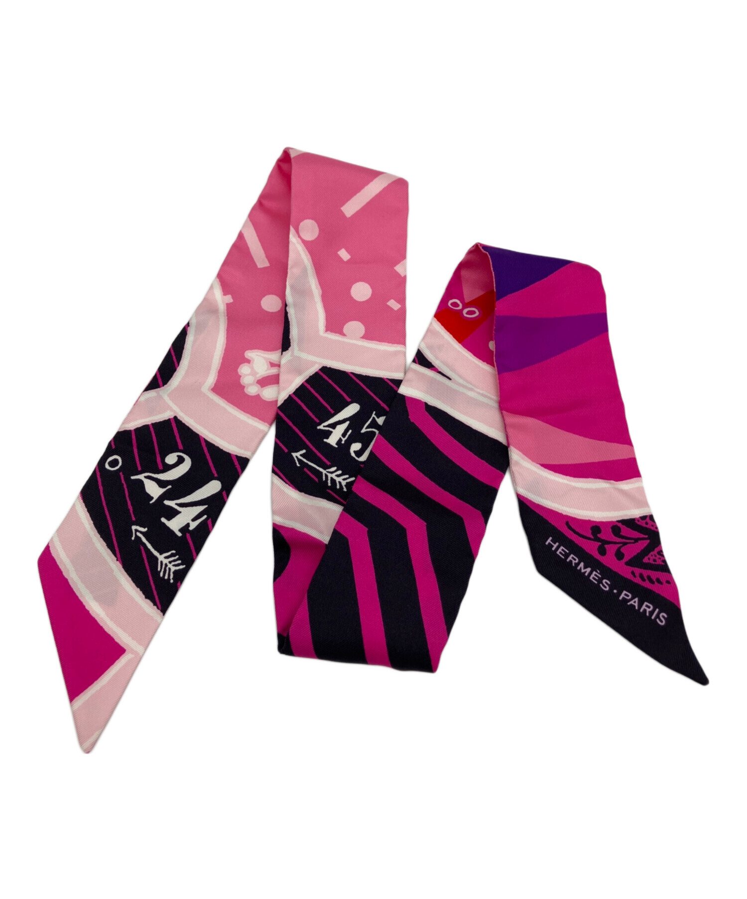 HERMES Springsシルク スカーフ ピンク HERMES エルメス スカーフ カレ90 SPRINGS ピンク／ホワイト シルク
