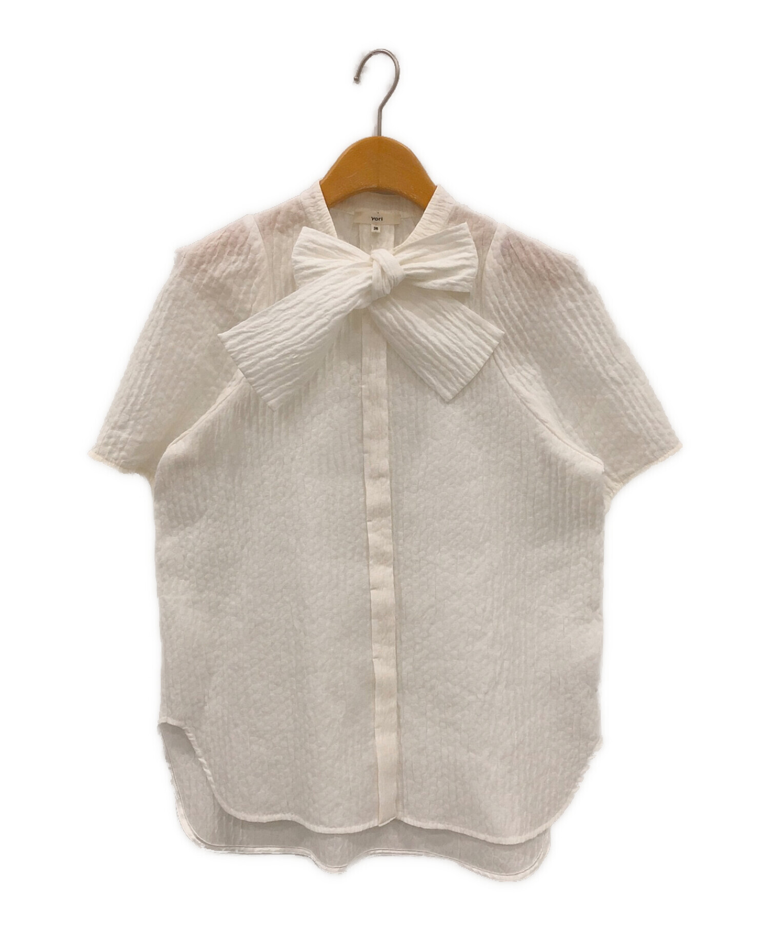 yori ホワイトブラウス 36 yori ハーフスリーブティアードブラウス 36