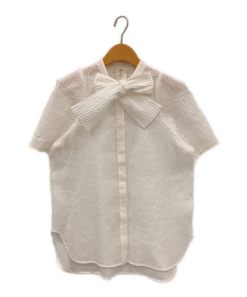 YORI フクレリボンブラウス36 美品 中古・古着通販】yori (ヨリ) フクレリボンブラウス ホワイト サイズ