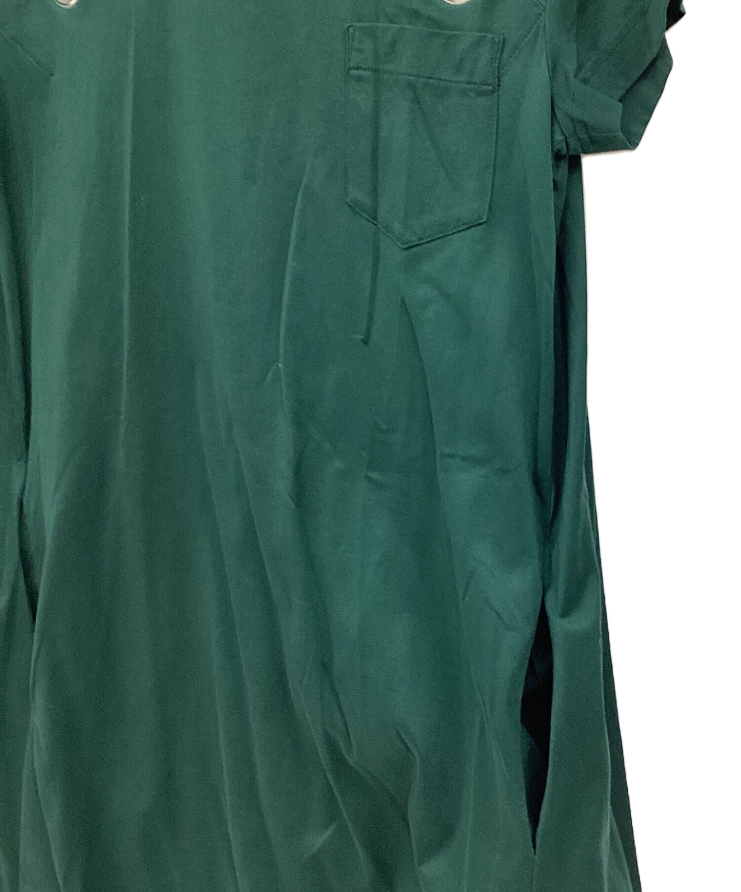 sacai レース　ブラウス　ワンピース  サカイ　グリーン 中古・古着通販】sacai (サカイ) レースアップワンピース グリーン