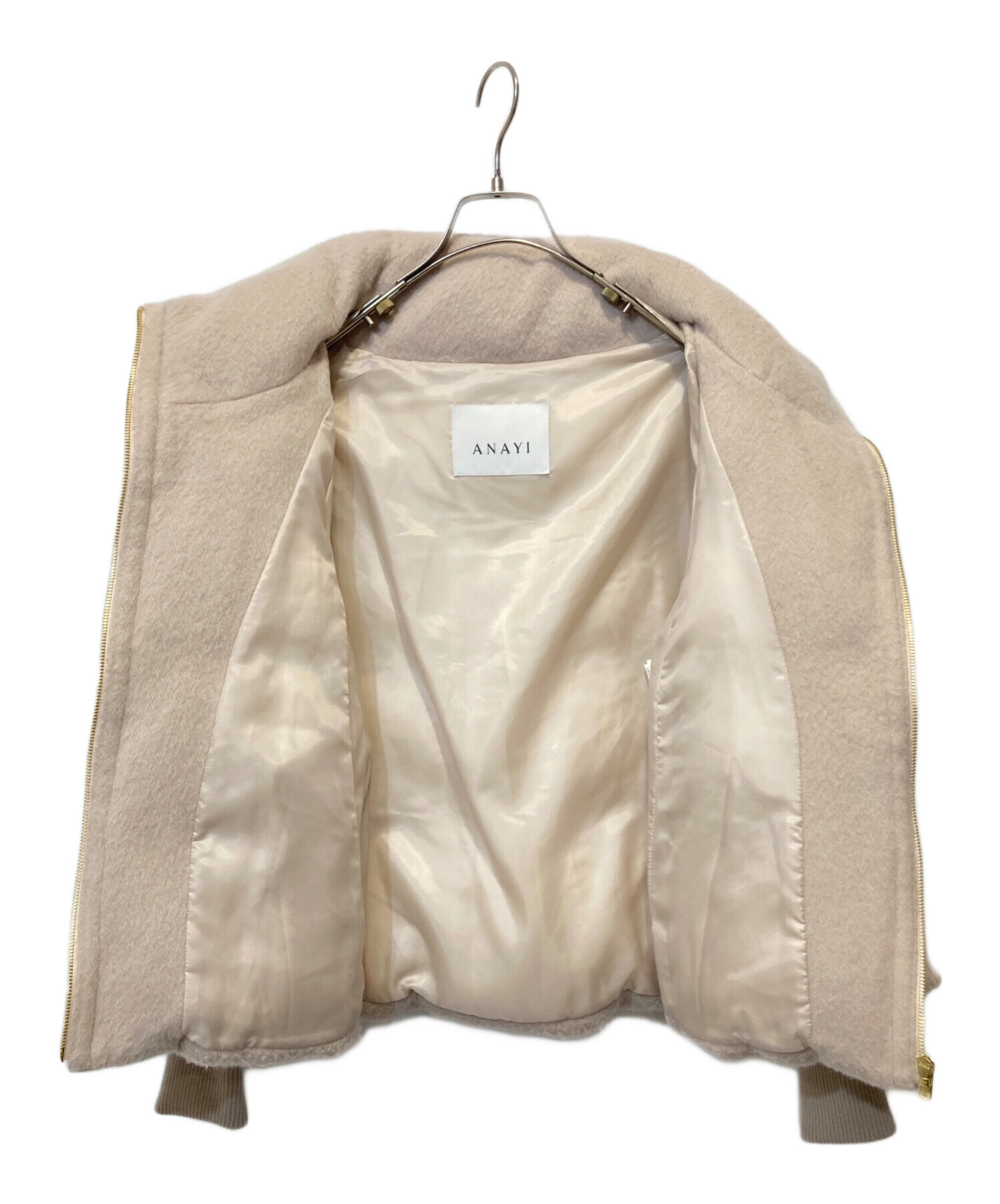 アナイ　アルパカシャギーダウンコート　ベージュ　36 ANAYI ダウンコート ダウンジャケット アルパカシャギーダウンコート