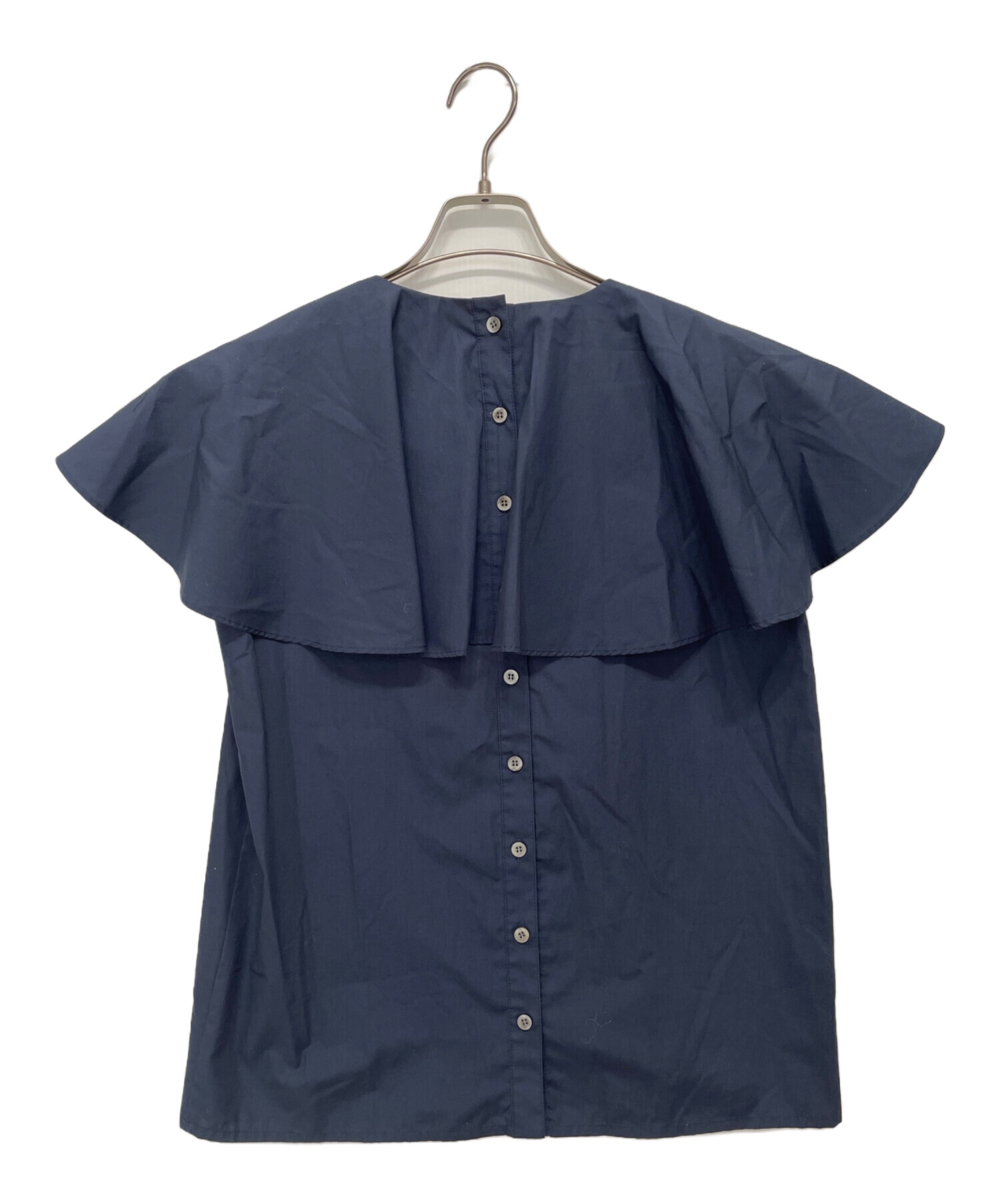 美品　OHGA APOREブラウス 中古・古着通販】OHGA (オオガ) ノースフリルブラウス ネイビー サイズ