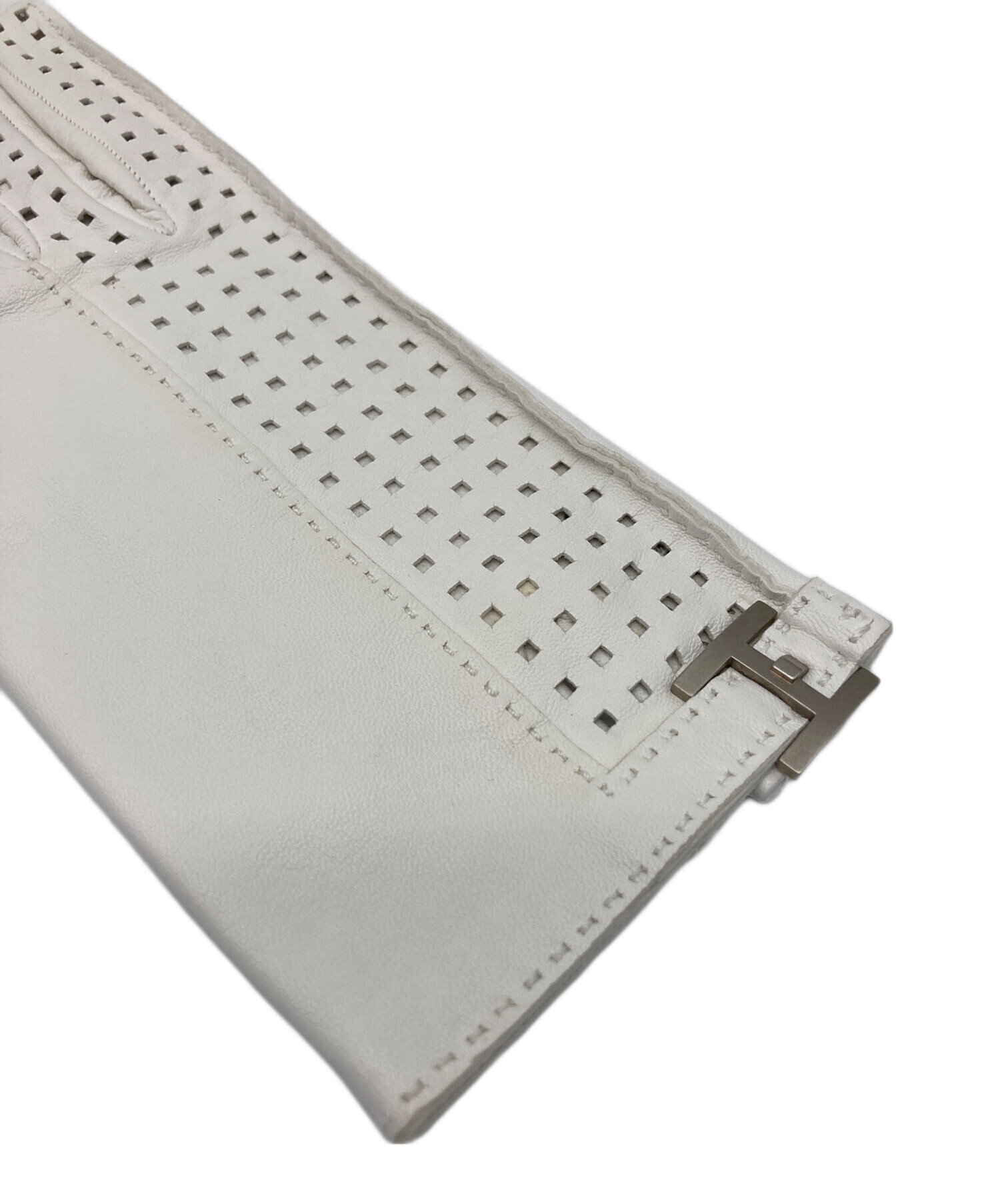 HERMES エルメス レザーグローブ 手袋 7 1/2 ホワイト 白 中古・古着通販】HERMES (エルメス) レザーグローブ ホワイト サイズ